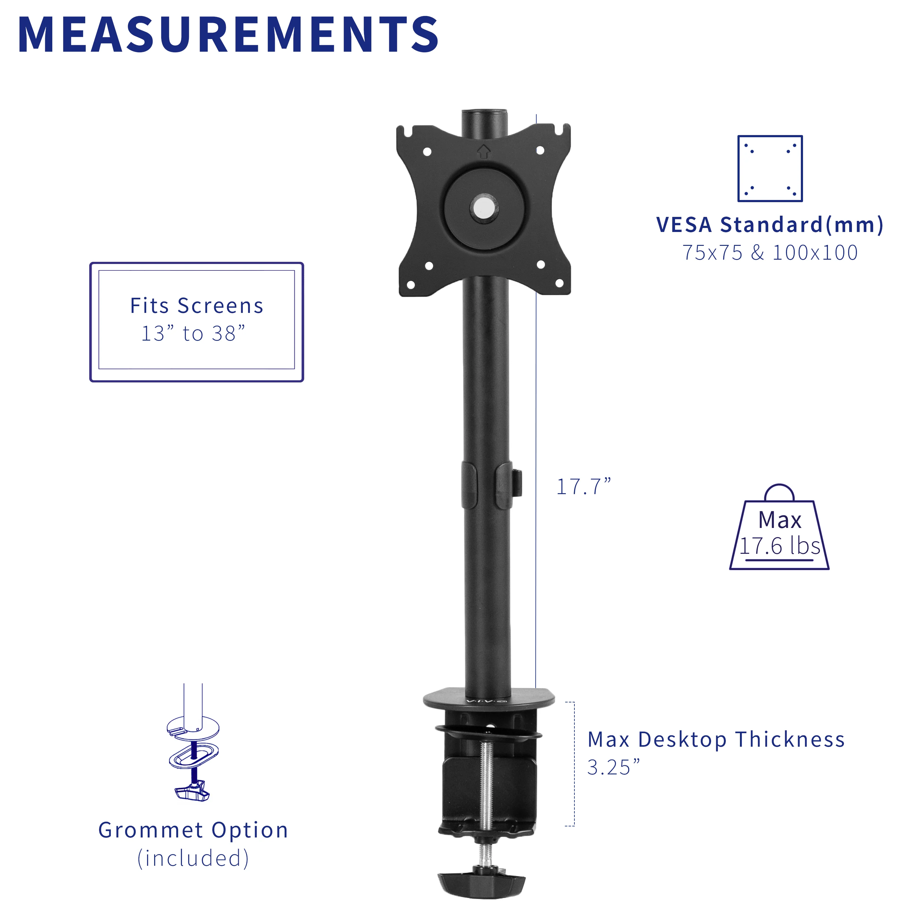 Single Monitor Desk Mount - Up to 38" Screens - Image 3