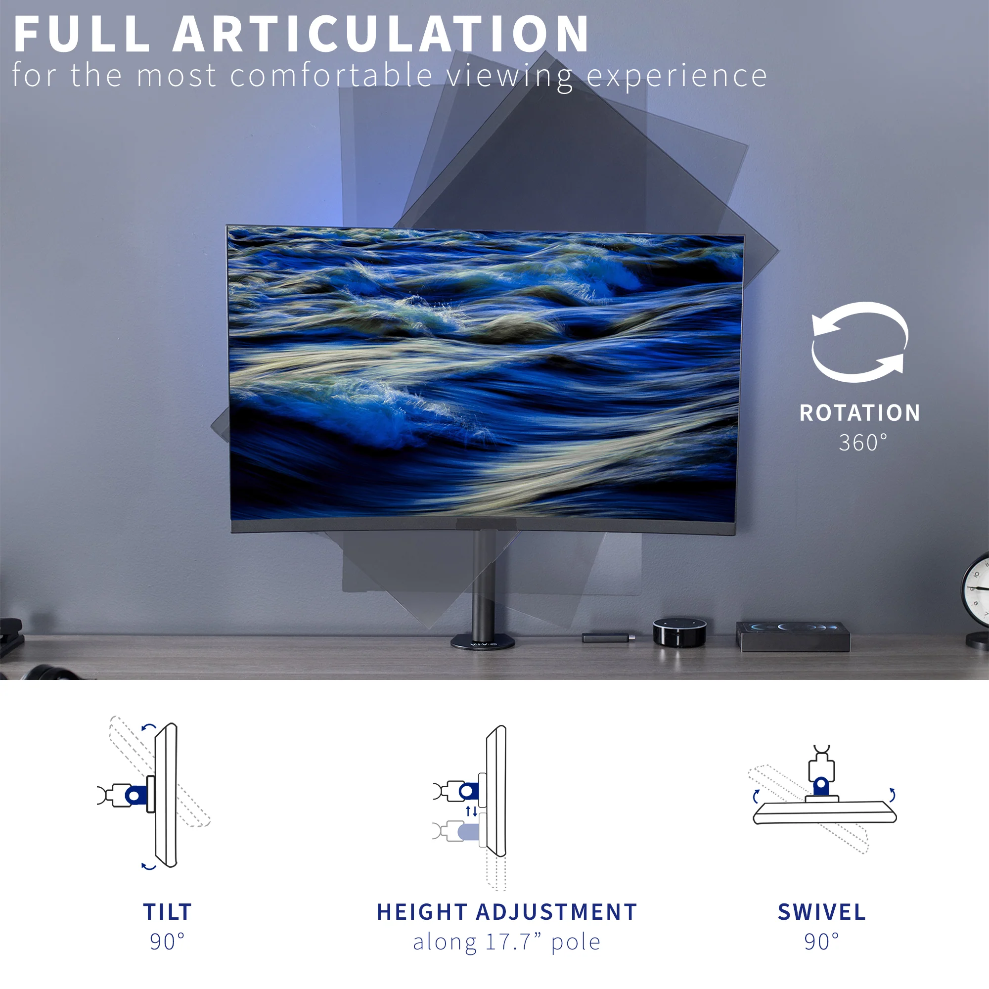 Single Monitor Desk Mount - Up to 38" Screens - Image 6