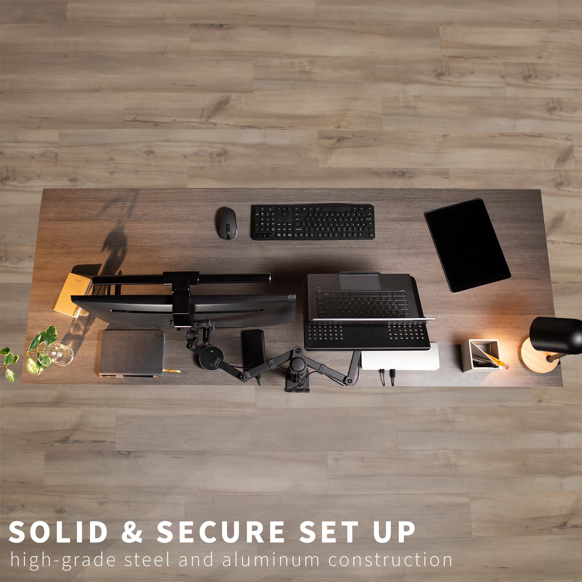 Single Monitor and Laptop Desk Mount - Up to 32" Screens, 17" Laptops - Image 7