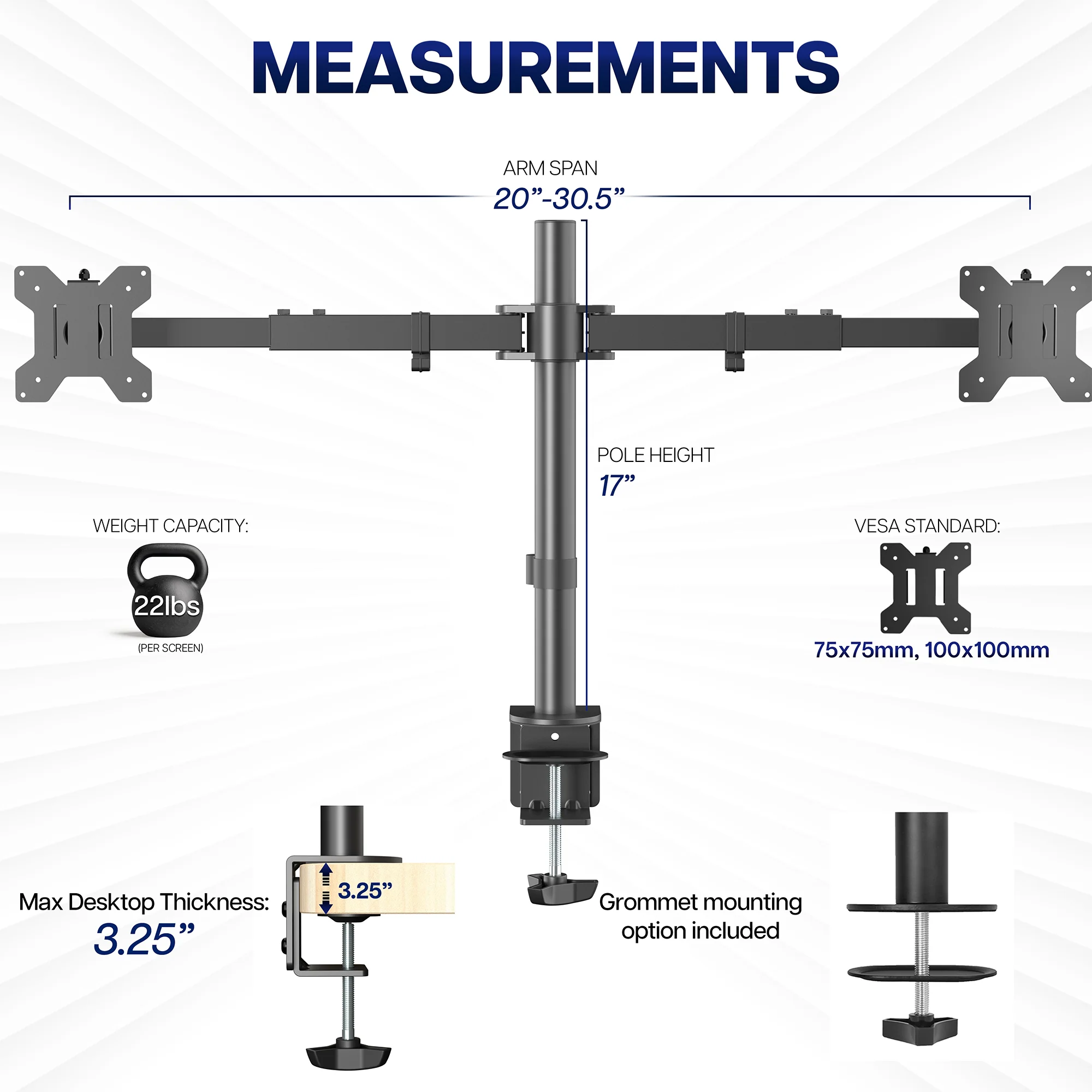 Dual 21” to 32” Monitor Telescoping Desk Stand - Image 4