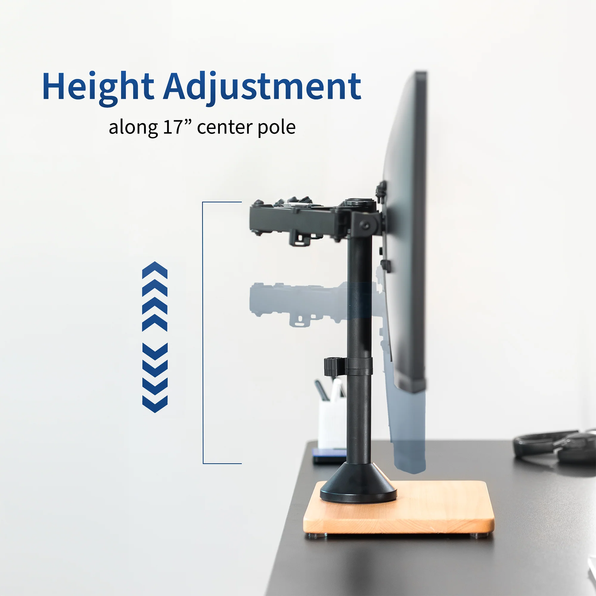 Dual 13” to 32” Monitor Desk Stand with Wood Base - Image 7