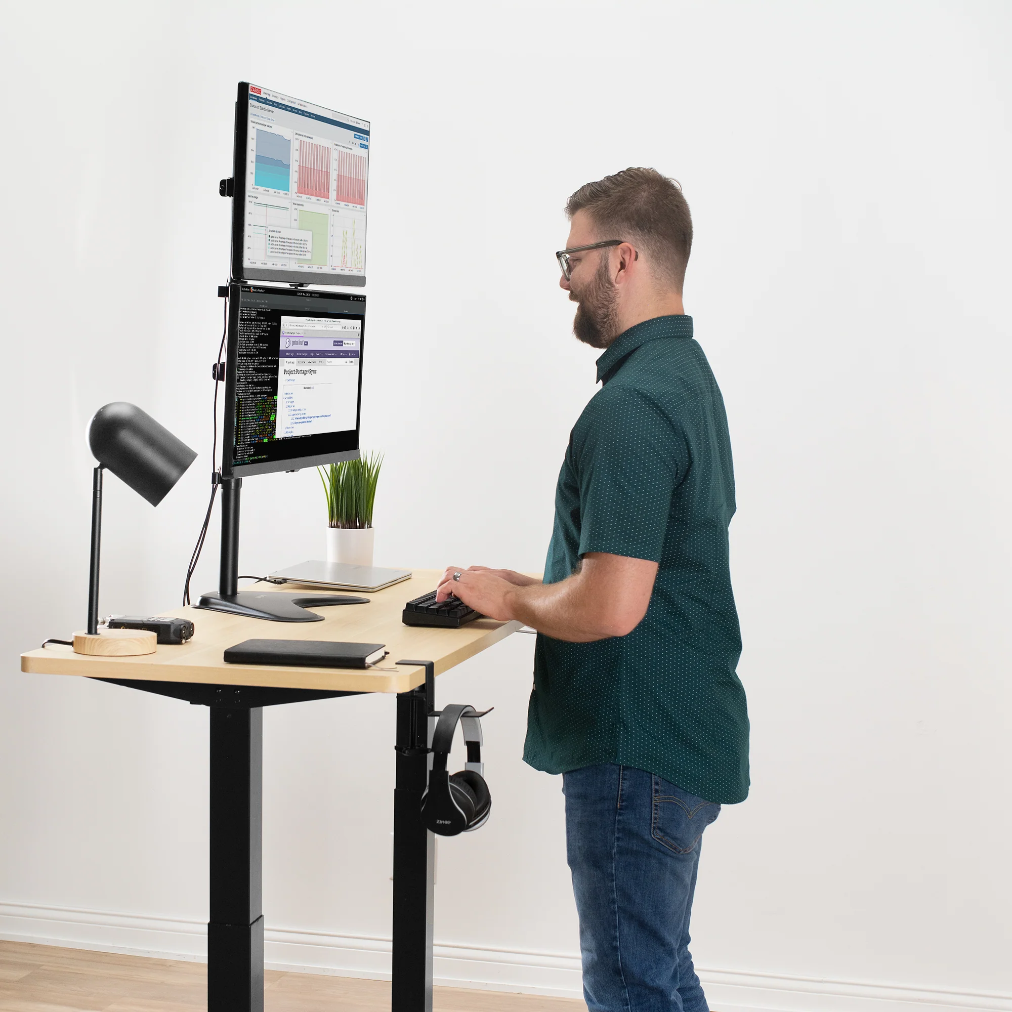 Dual Vertical 13" to 34" Monitor Desk Stand - Image 6