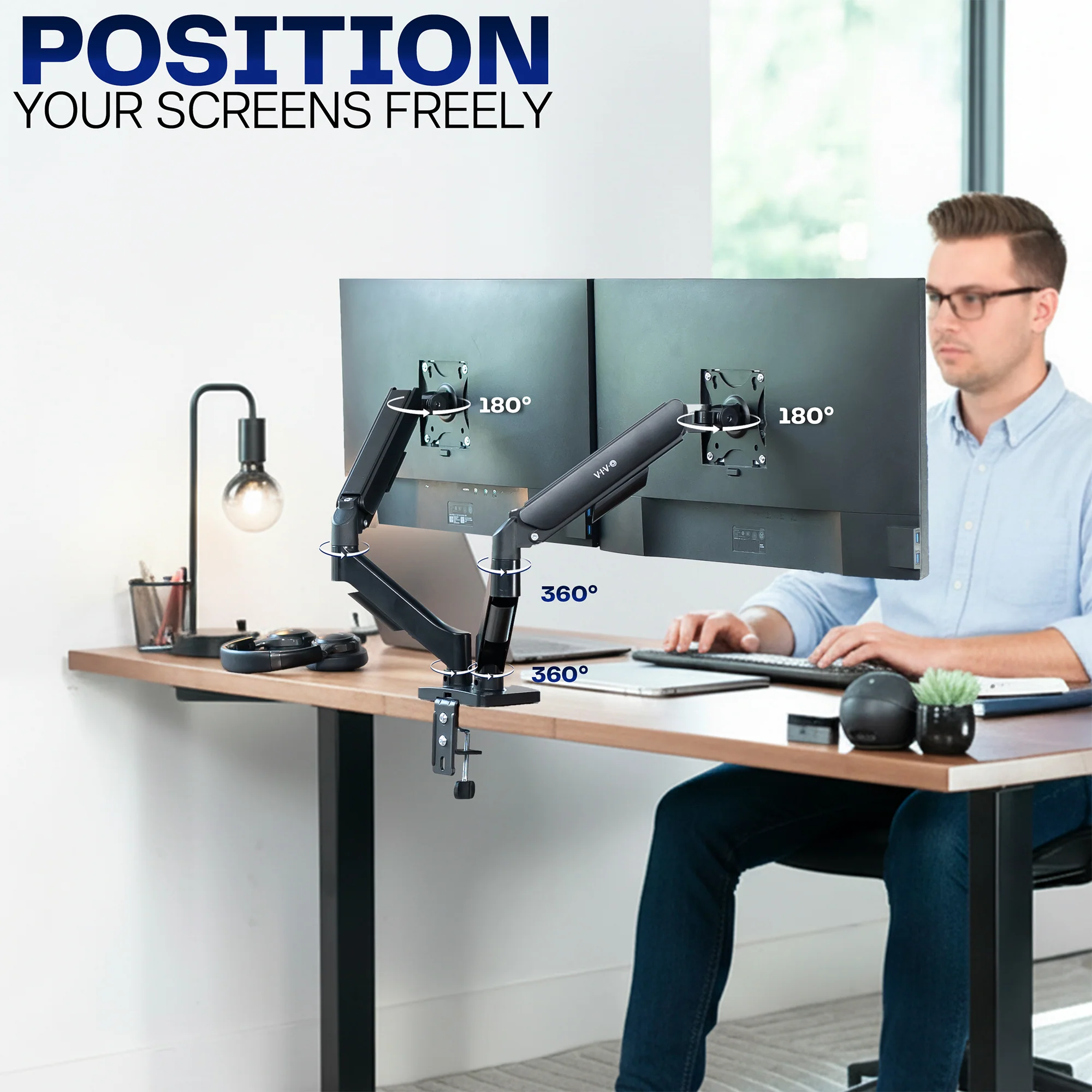 Mechanical Arm Dual 17" to 32" Monitor Desk Mount - Image 6
