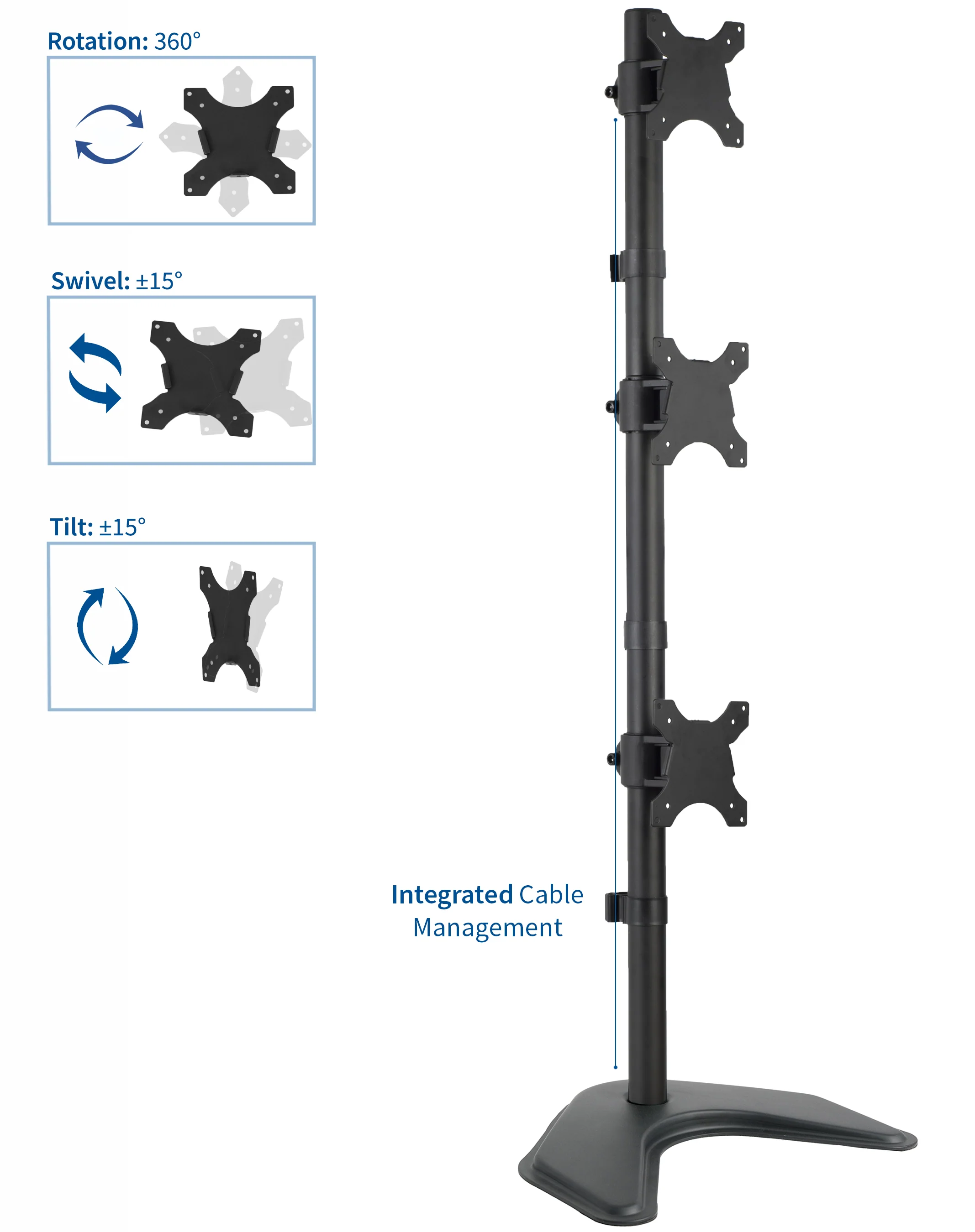 Vertical Triple 13” to 27" Monitor Desk Stand - Image 4