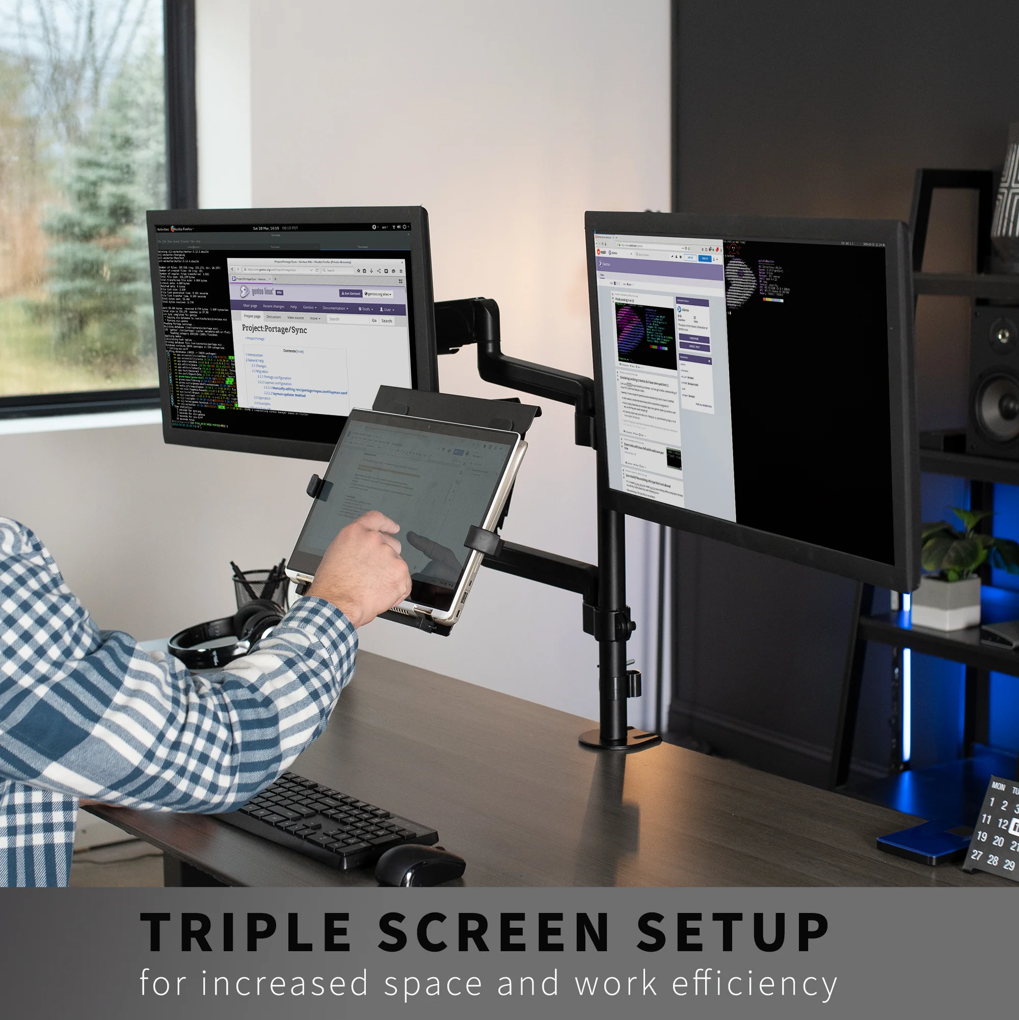 Pneumatic Arm Dual 17" to 32" Monitor and Laptop Desk Mount - Image 7