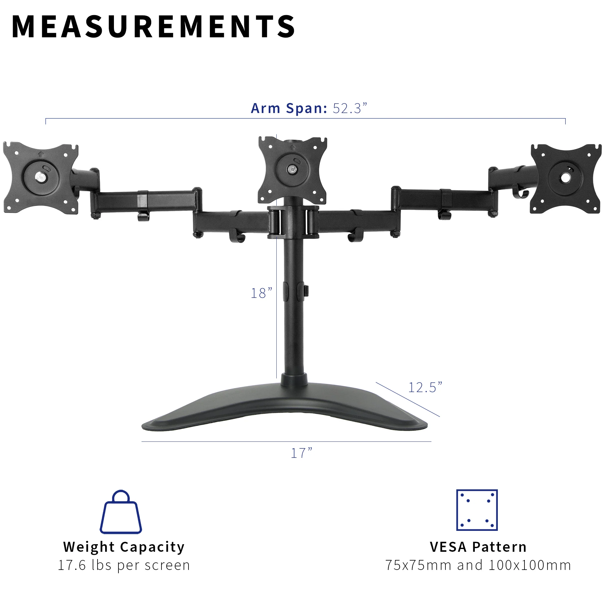 Triple 13” to 24” Monitor Desk Stand - Image 4