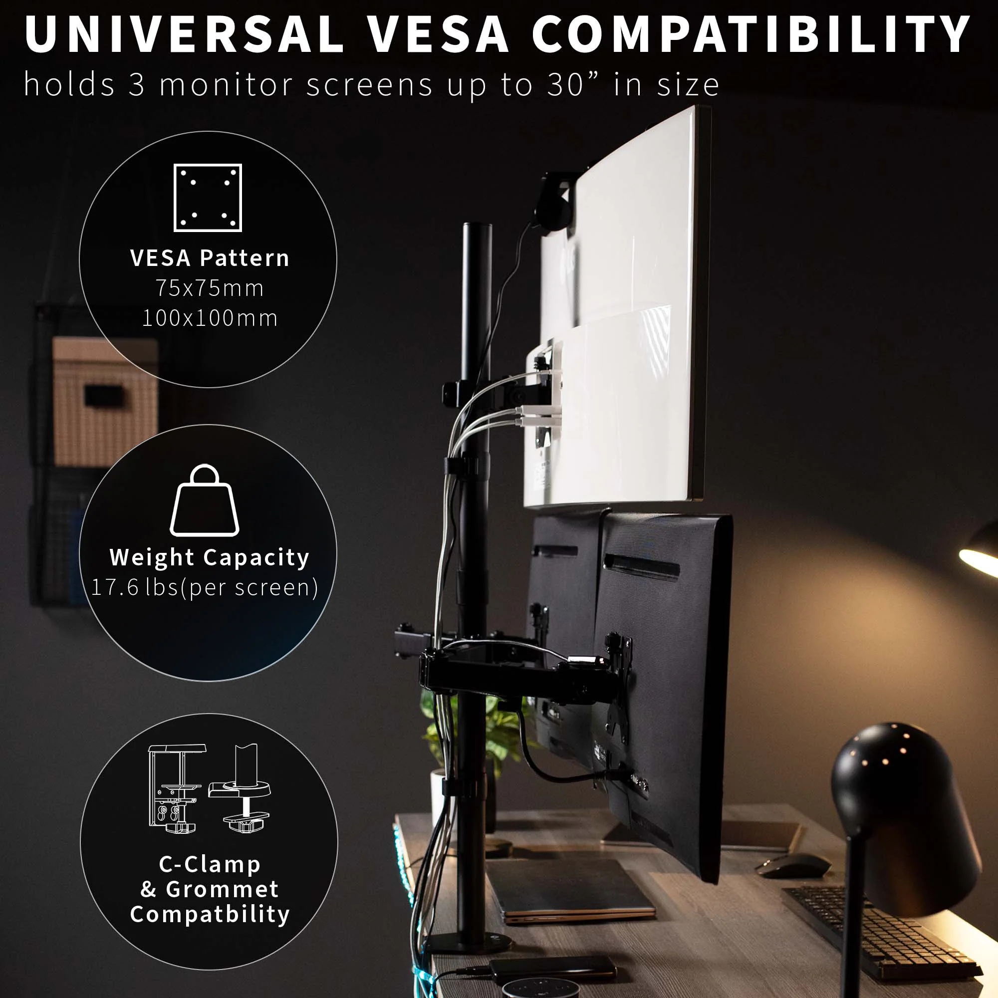 Triple 13” to 30” Monitor Desk Mount - Image 12