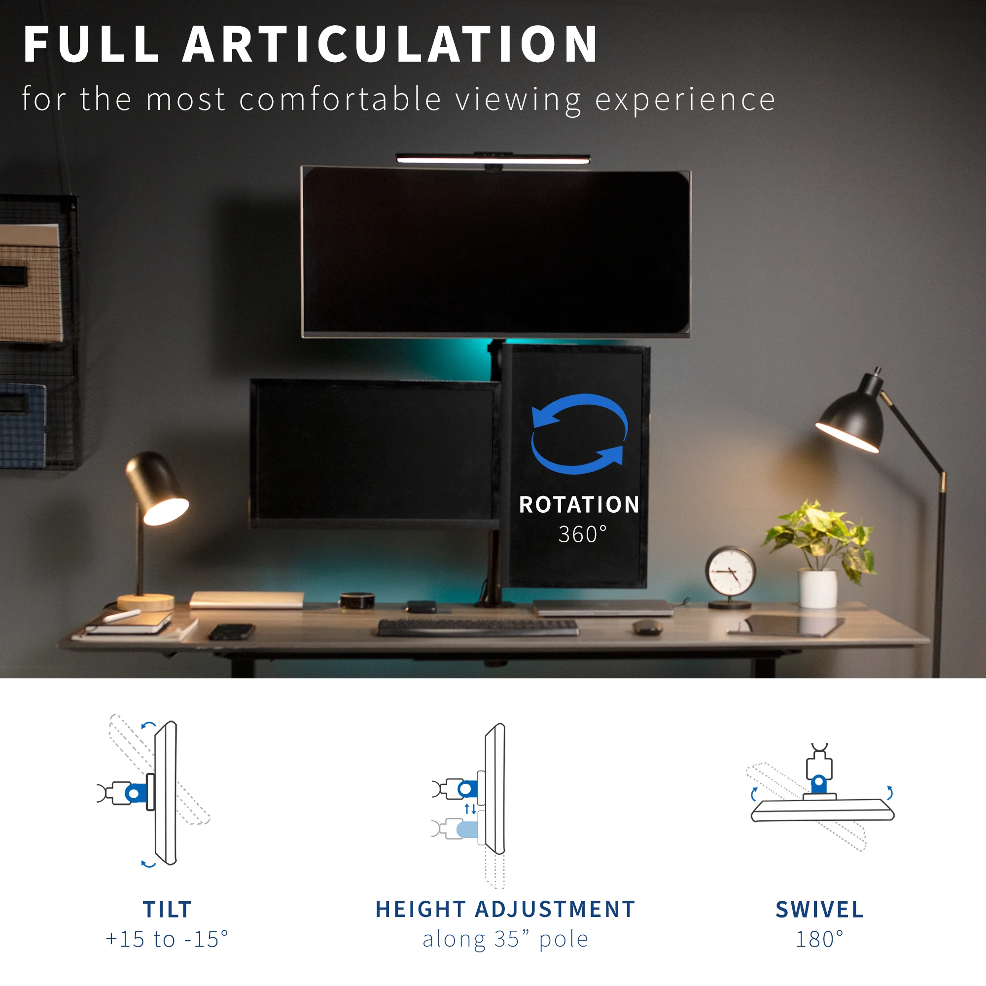 Triple 13” to 30” Monitor Desk Mount - Image 4