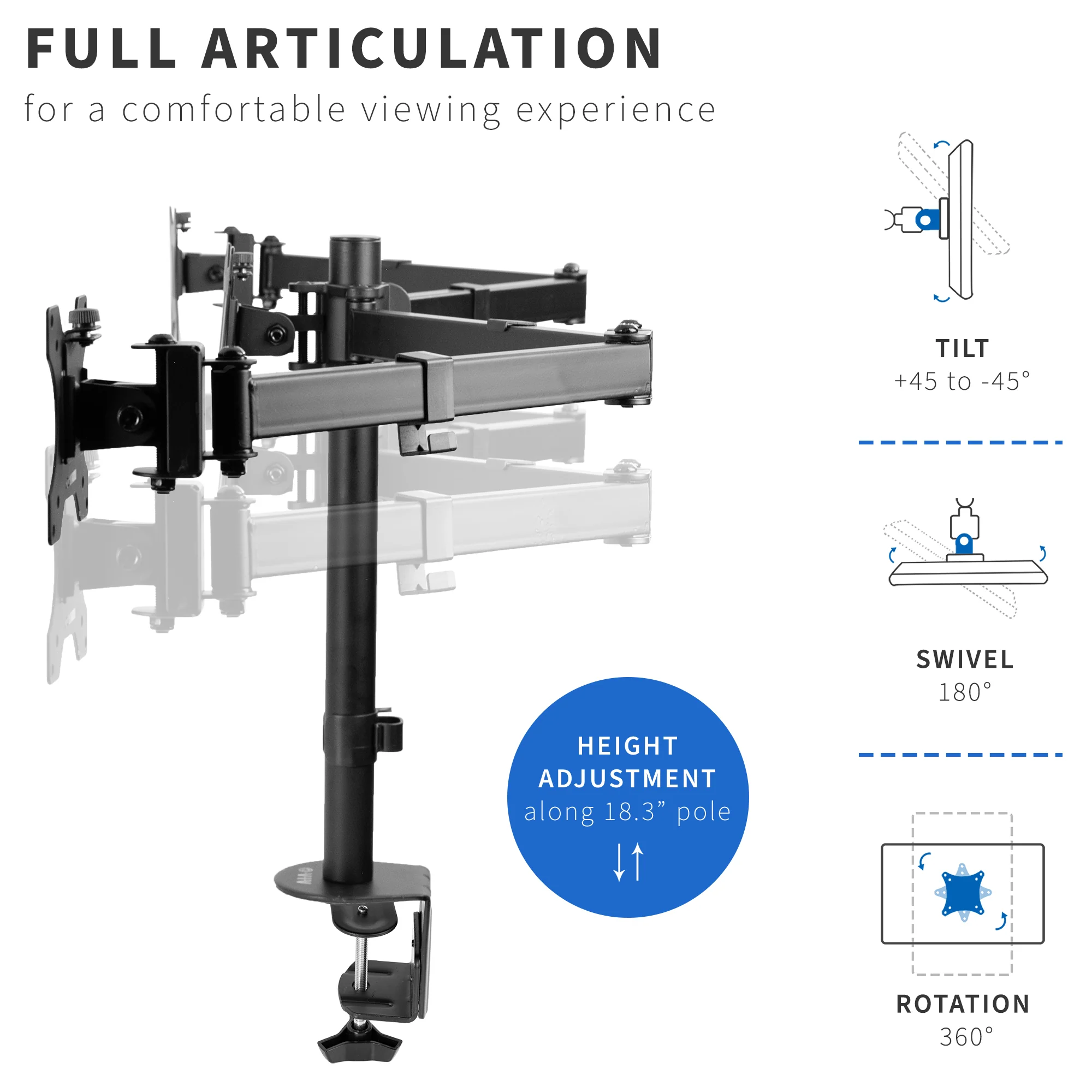 Triple 13” to 24" Monitor Desk Mount - Image 5