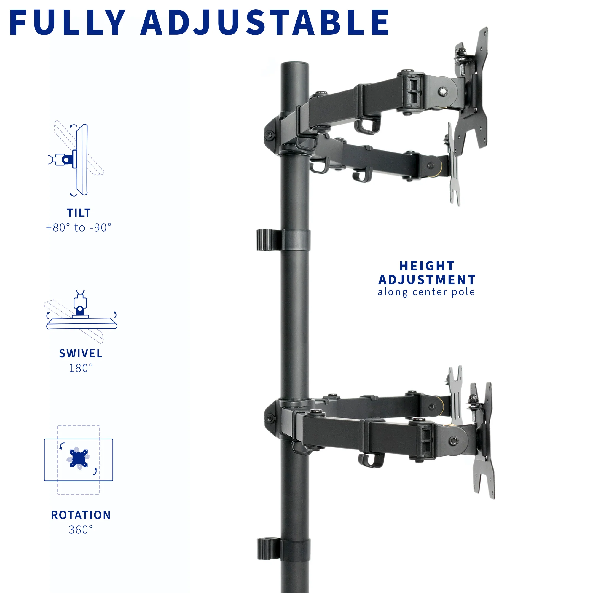 Quad 13” to 30" Monitor Desk Mount - Image 5