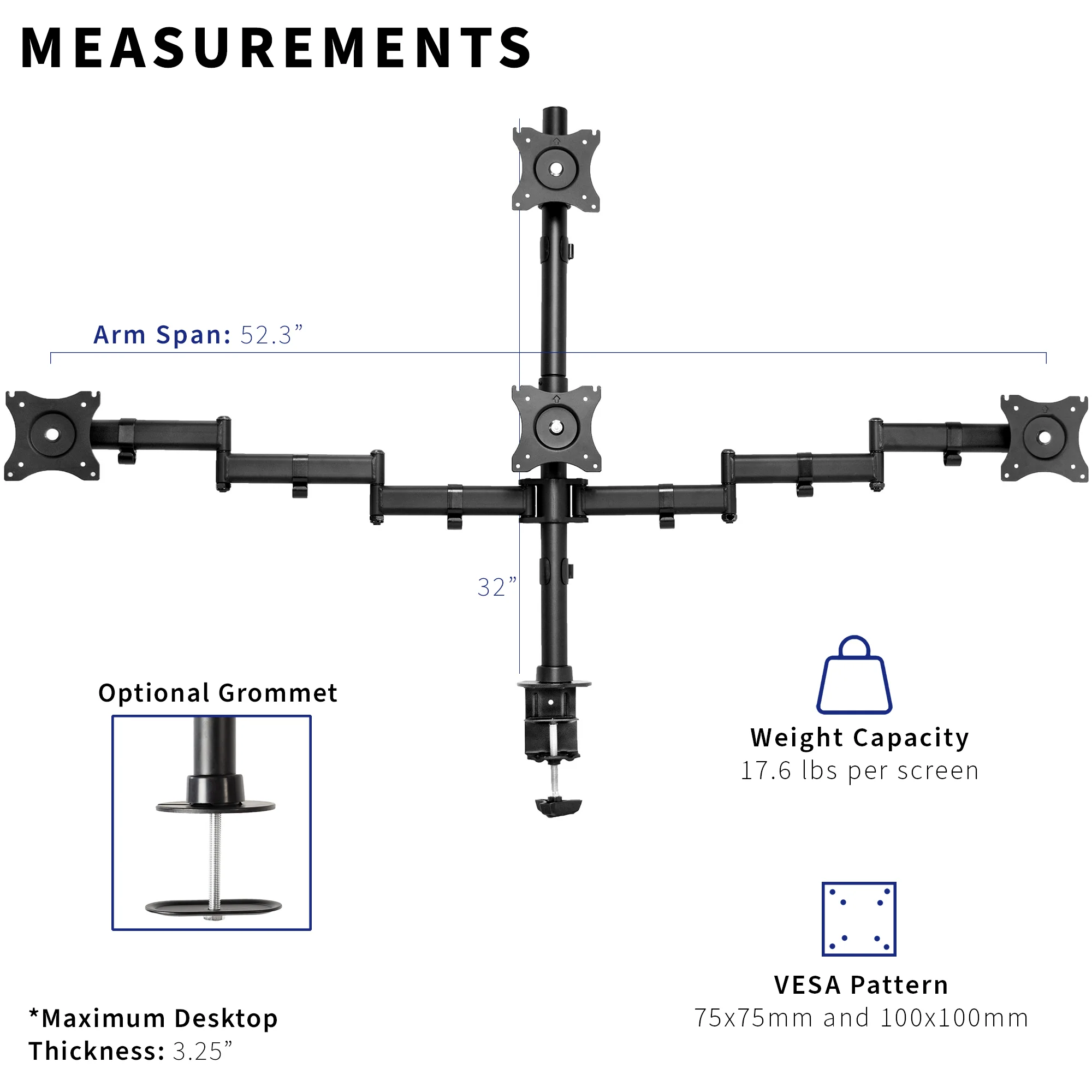Quad 13” to 24" Monitor Desk Mount - Image 4