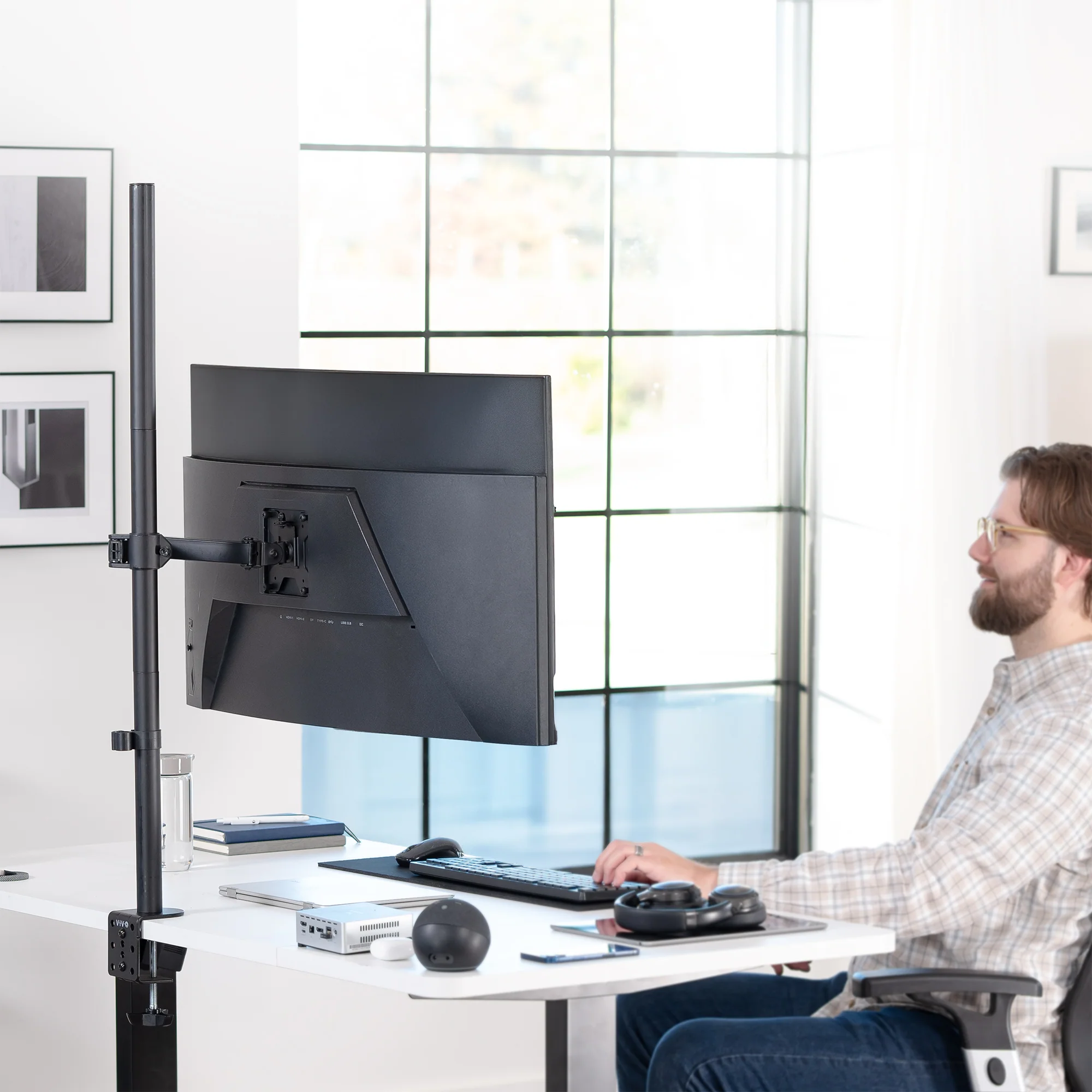 Single Monitor Extra Tall Desk Mount - Up to 38" Screens - Image 2