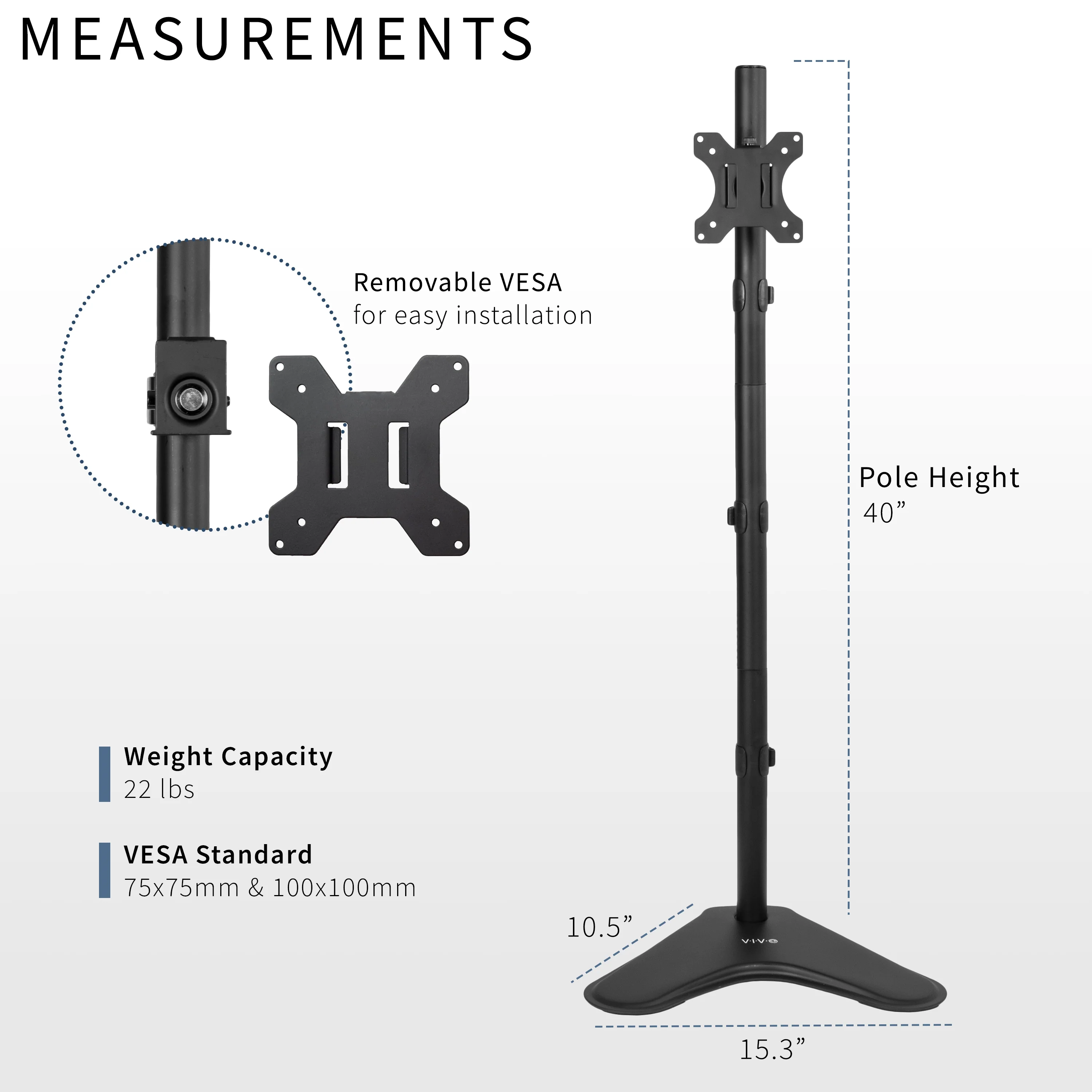 Single 13" to 27" Monitor Extra Tall Desk Stand - Image 3