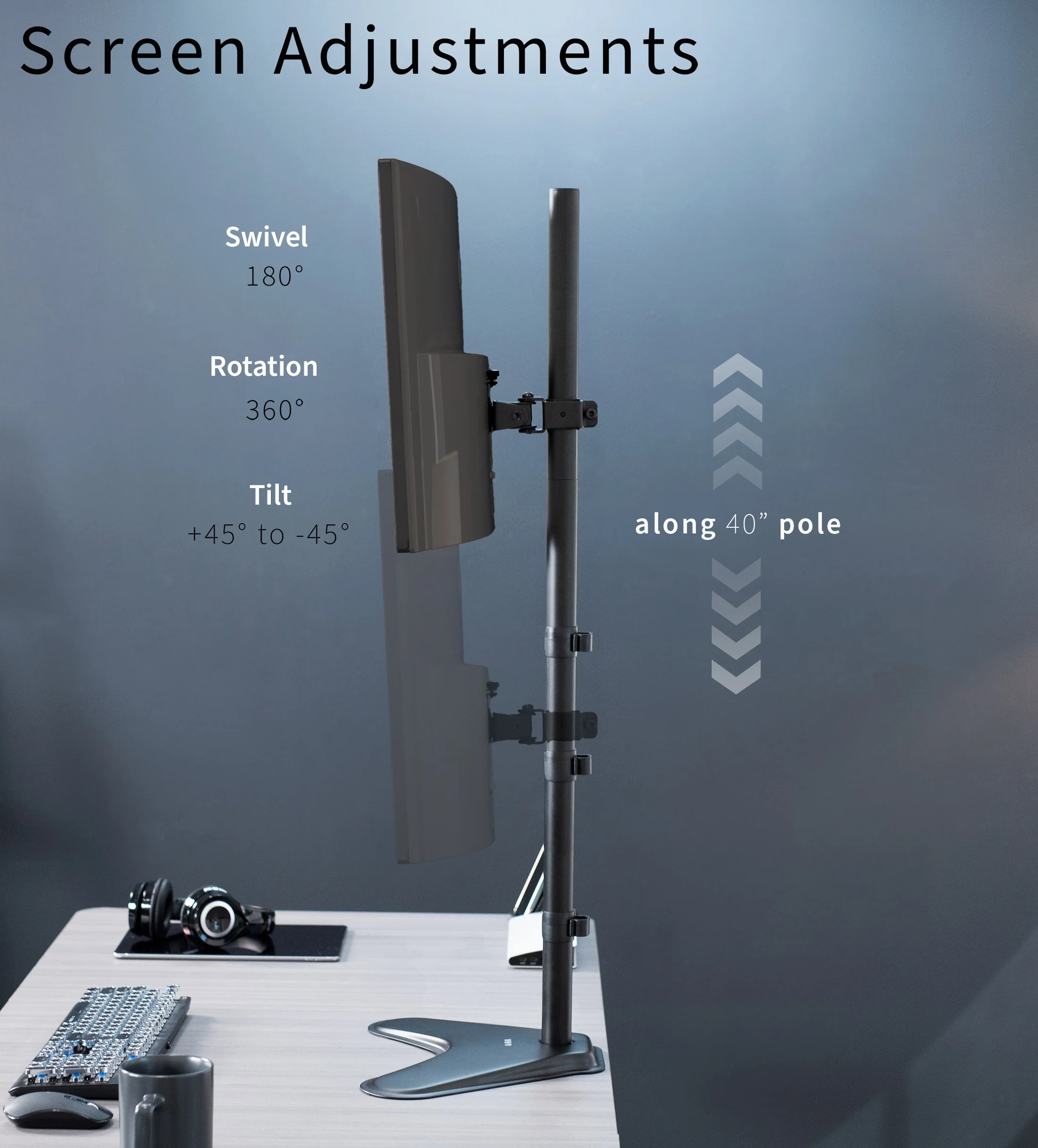 Single 13" to 27" Monitor Extra Tall Desk Stand - Image 5