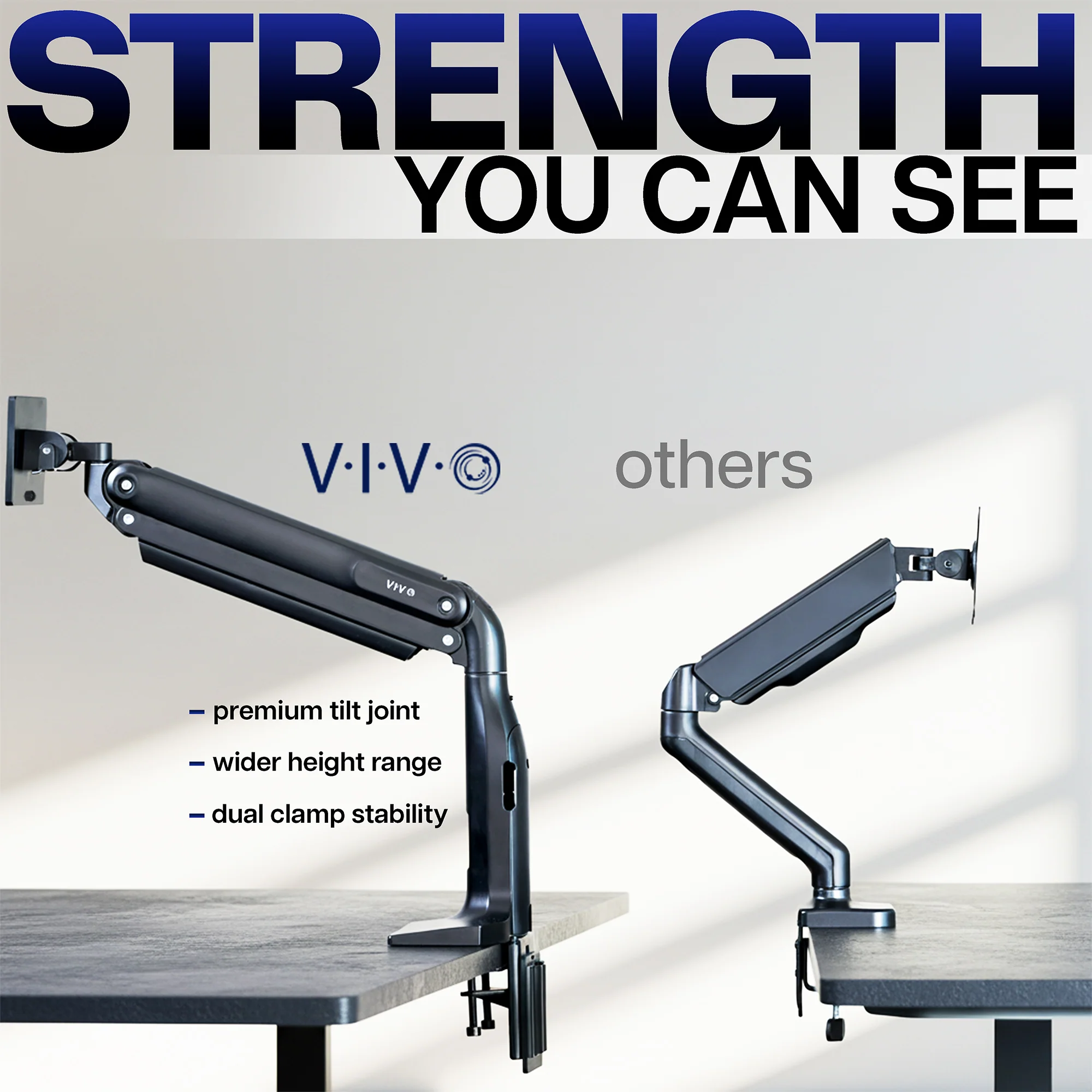 Pneumatic Arm Single Ultrawide Monitor Desk Mount - Up to 49" Screens - Image 9