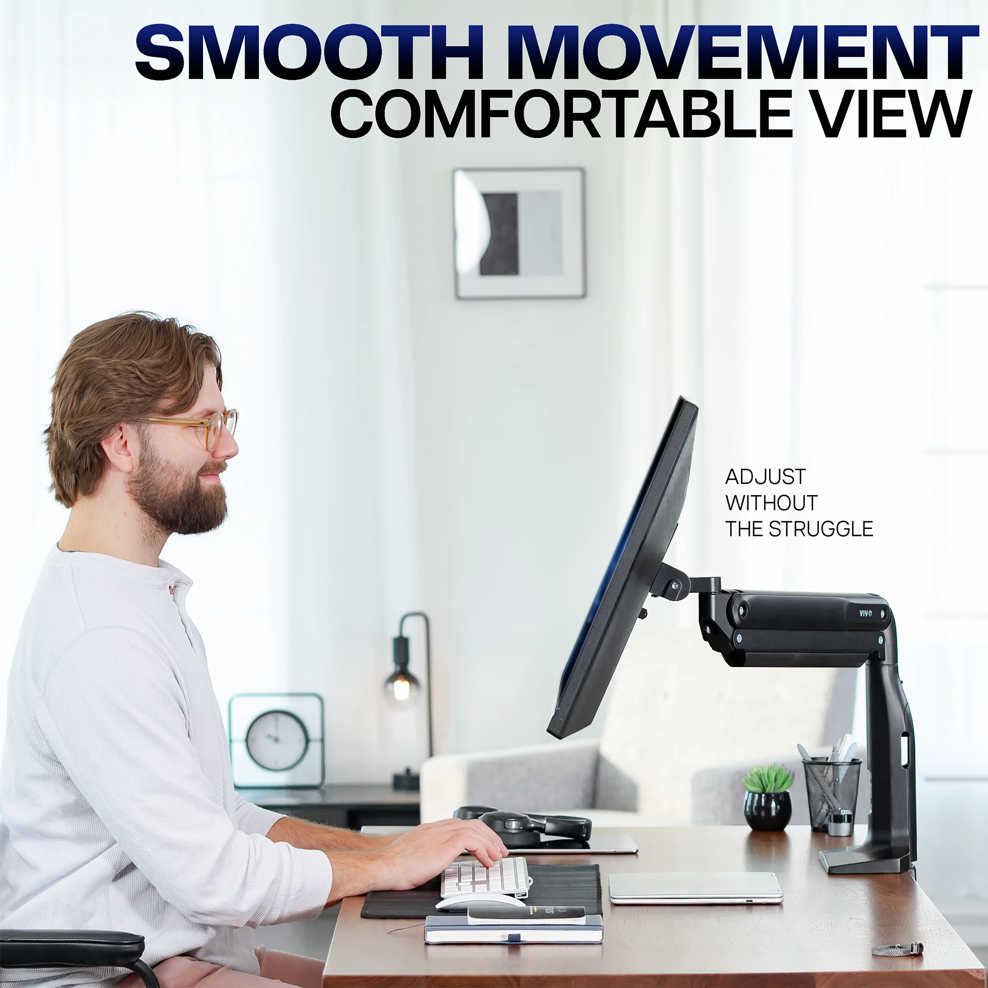 Pneumatic Arm Single Ultrawide Monitor Desk Mount with USB - Up to 49" Screens - Image 8