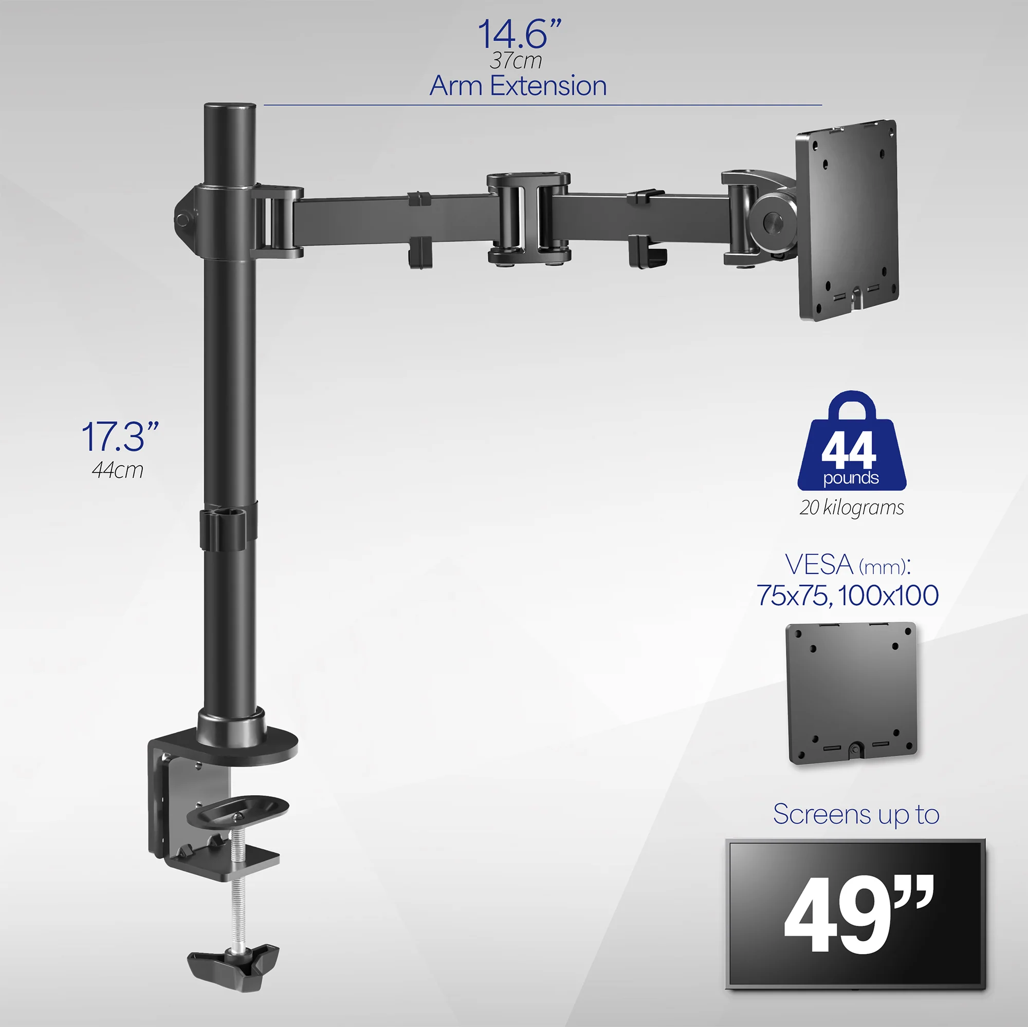 Single Ultrawide Monitor Desk Mount - Up to 49" Screens - Image 3