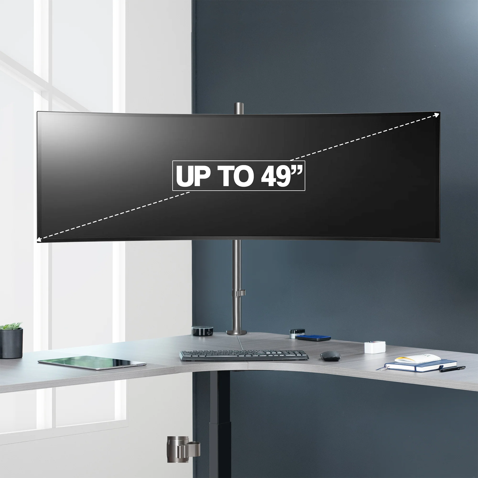 Single Ultrawide Monitor Extra Tall Desk Mount - Up to 49" Screens - Image 10