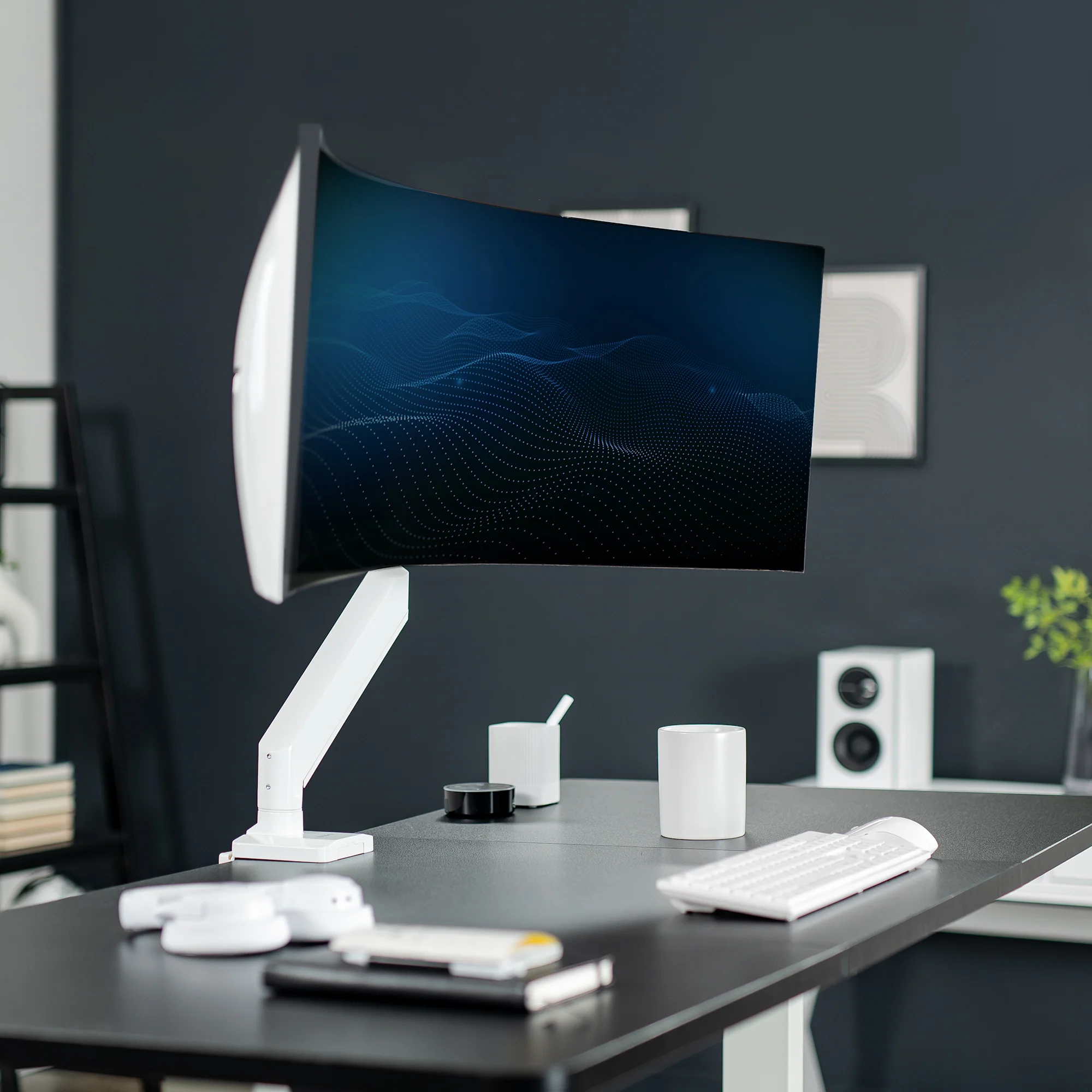 Pneumatic Arm Single Ultrawide Monitor Desk Mount - Up to 49" Screens - Image 11