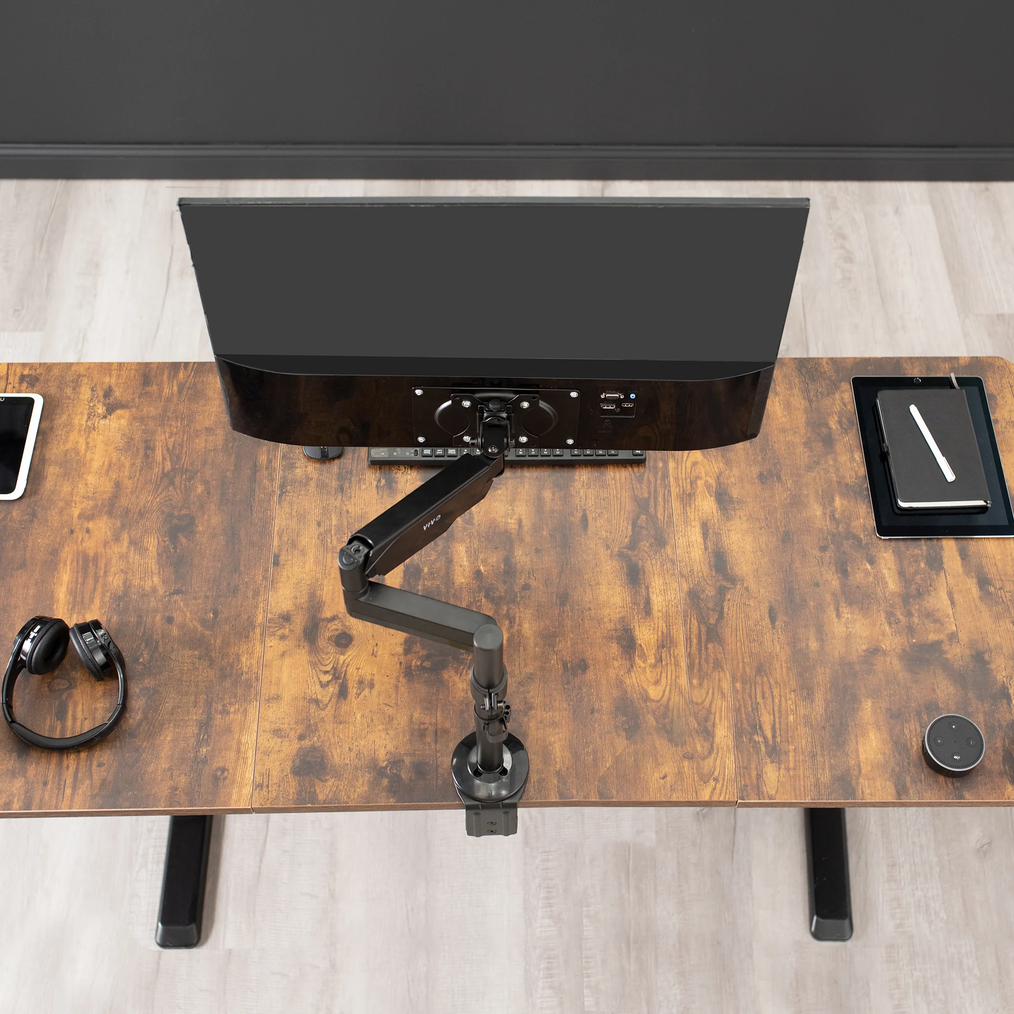 Pneumatic Arm Single Monitor Desk Mount - Up to 43" Screens - Image 5
