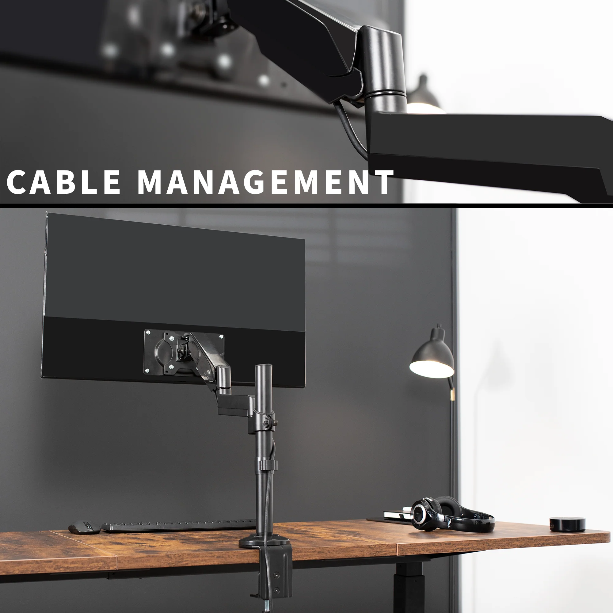 Pneumatic Arm Single Monitor Desk Mount - Up to 43" Screens - Image 8