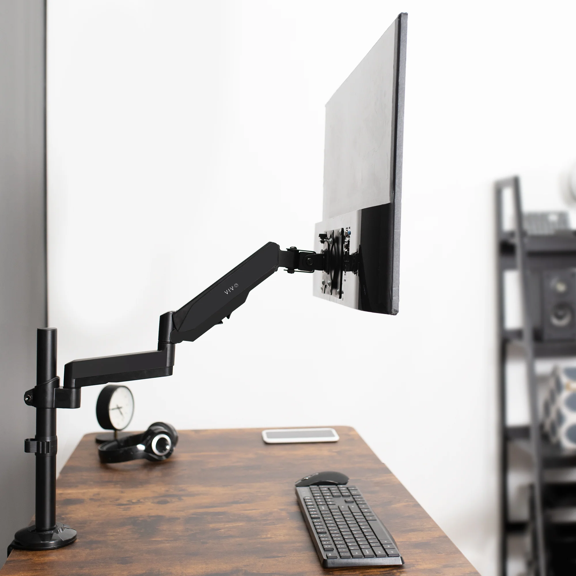 Pneumatic Arm Single Monitor Desk Mount - Up to 43" Screens - Image 9