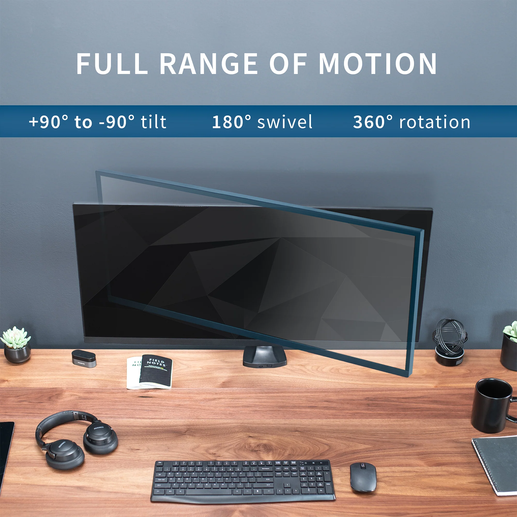 Pneumatic Arm Single Ultrawide Monitor Desk Mount - Up to 40" Screens - Image 6