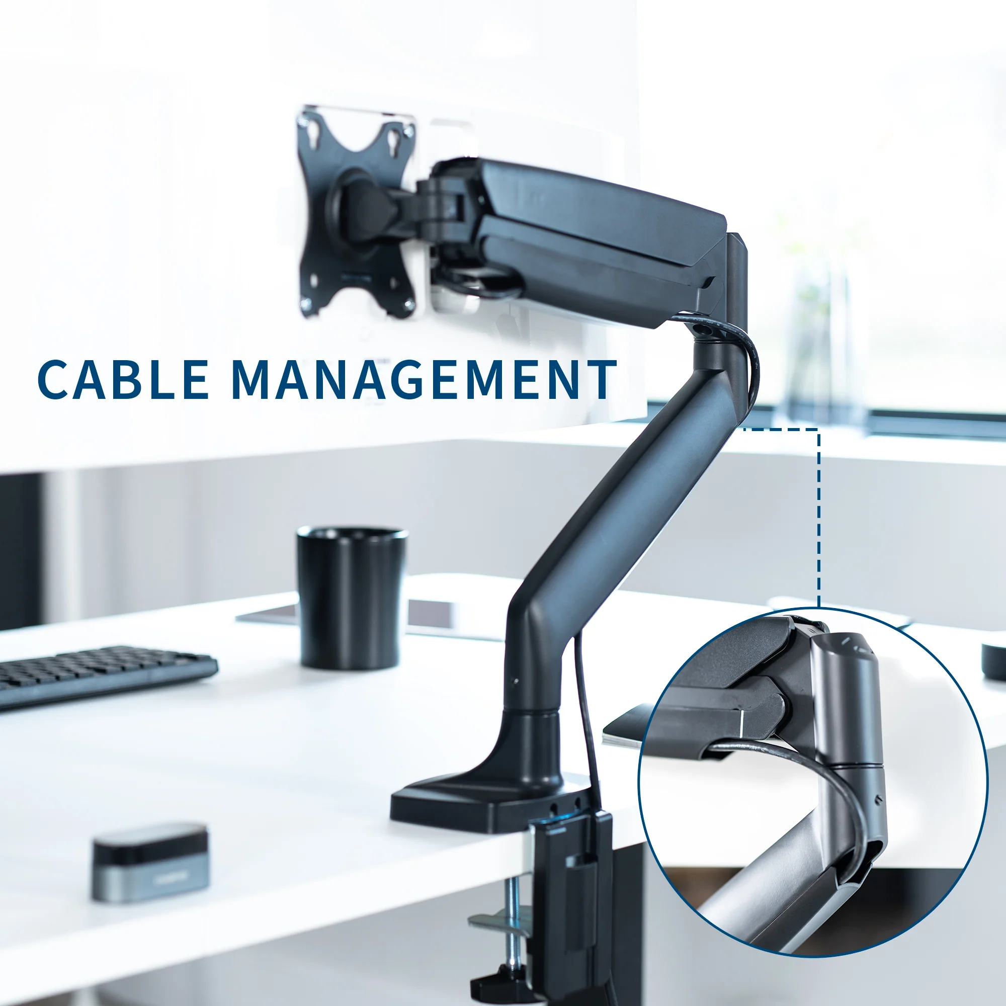 Pneumatic Arm Single Ultrawide Monitor Desk Mount - Up to 40" Screens - Image 7