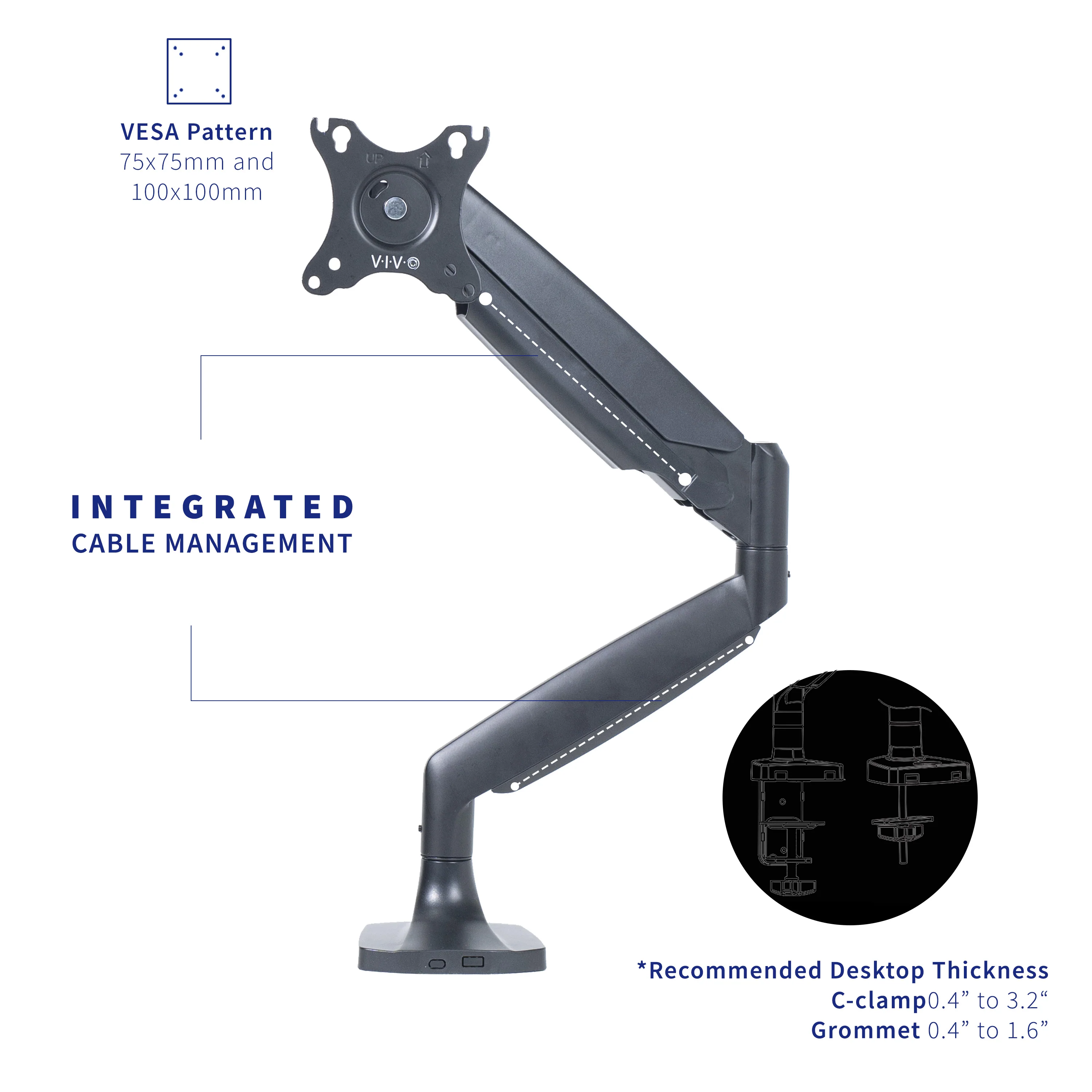 Pneumatic Arm Single Ultrawide Monitor Desk Mount - Up to 40" Screens - Image 9