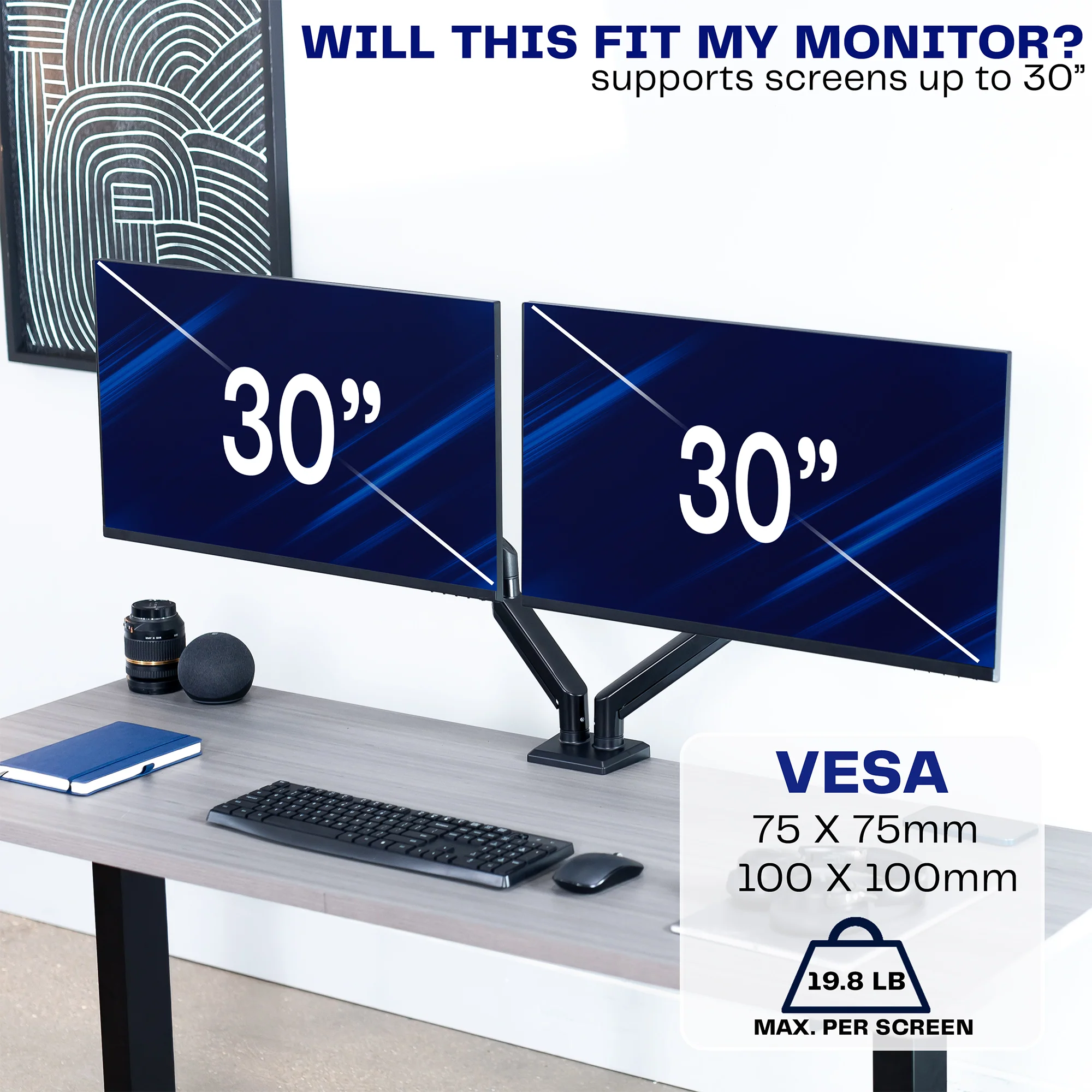 Pneumatic Arm Dual 13” to 30” Monitor Desk Mount - Image 5