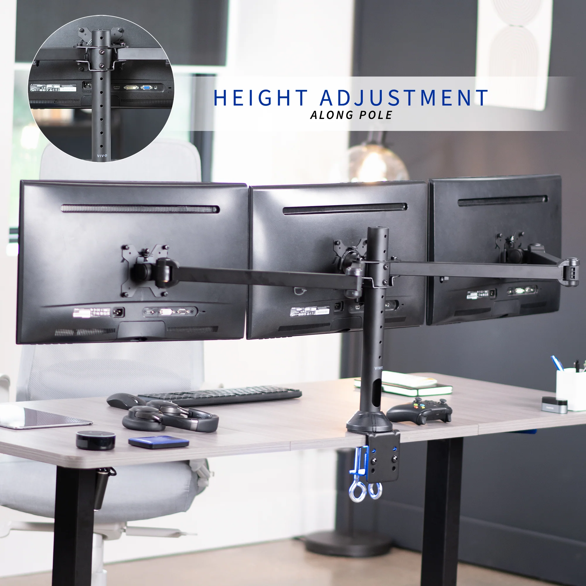 Triple 23" to 32" Monitor Desk Mount - Image 5