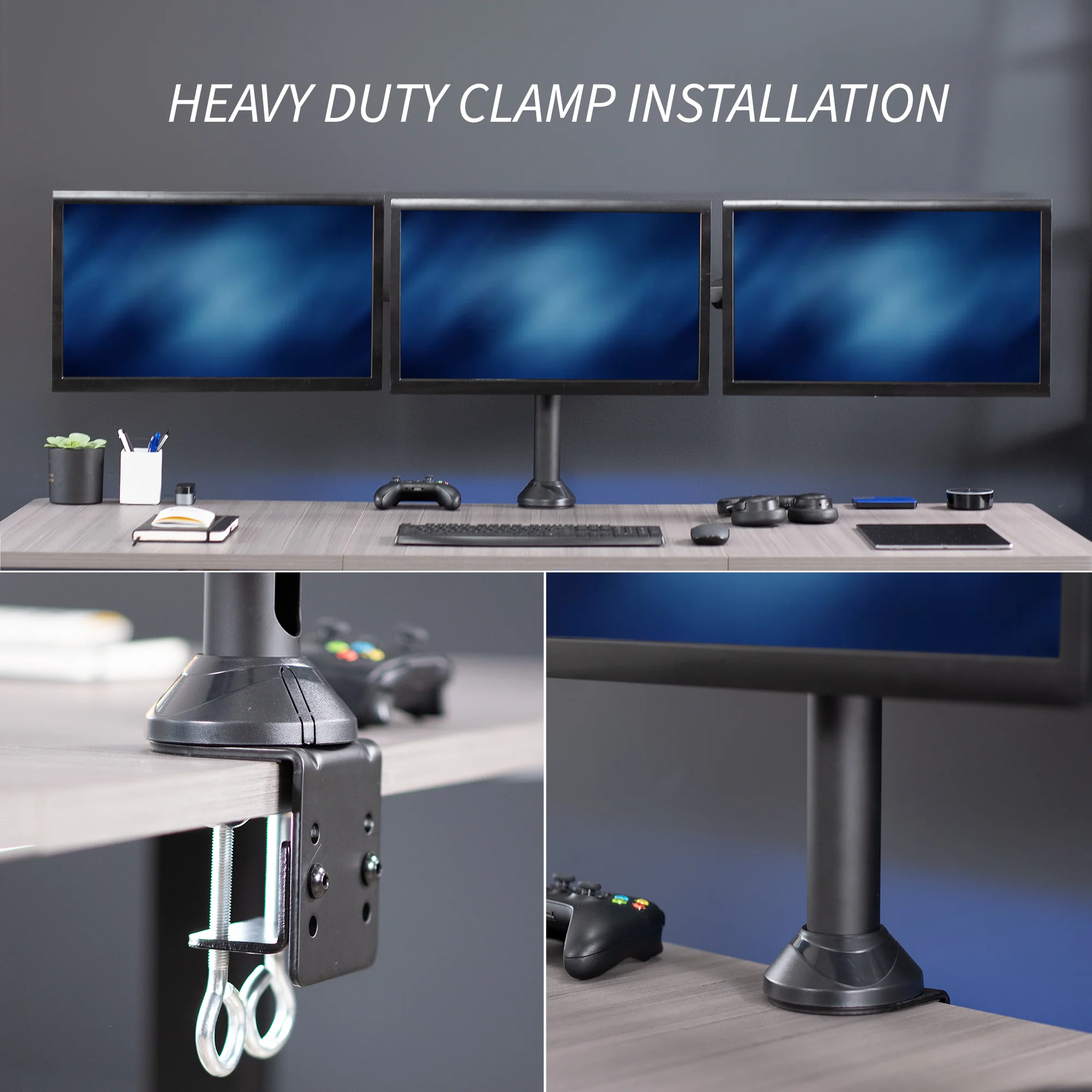 Triple 23" to 32" Monitor Desk Mount - Image 6