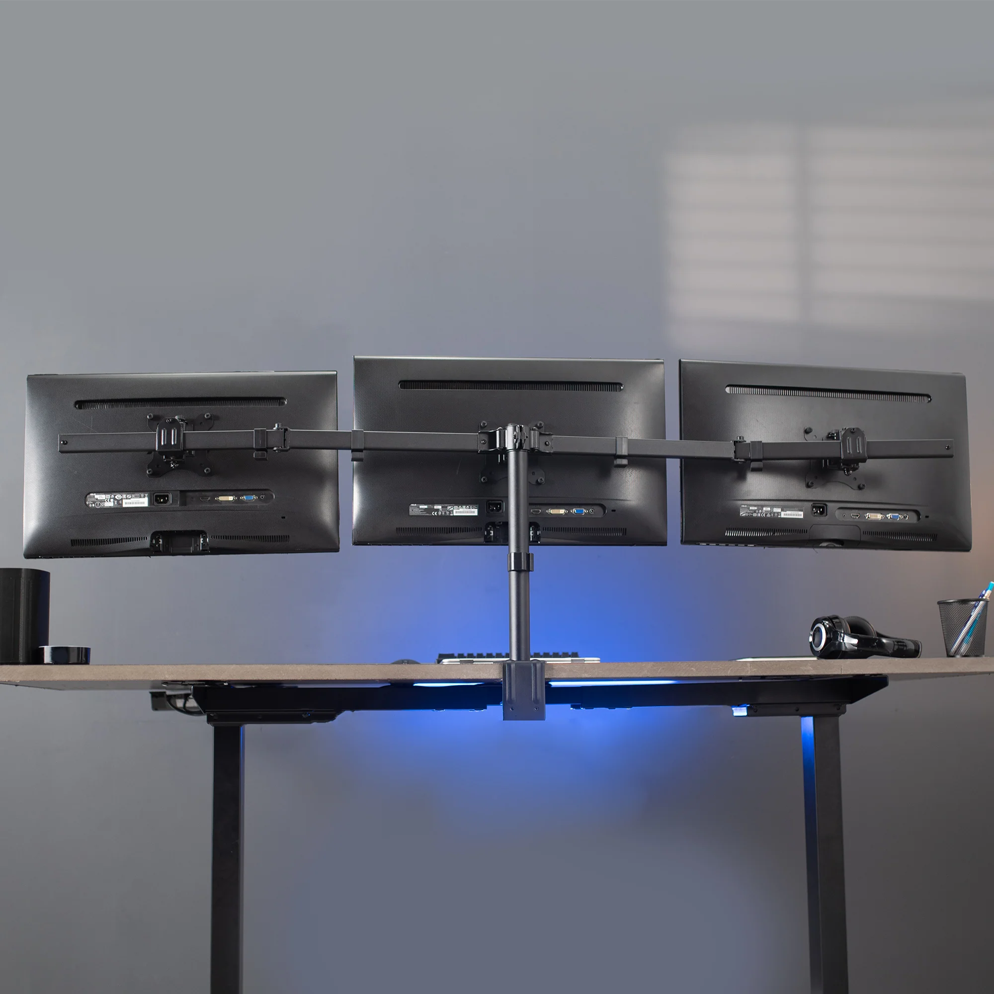 Flush to Wall Triple 21.5" to 27" Monitor Desk Mount - Image 8