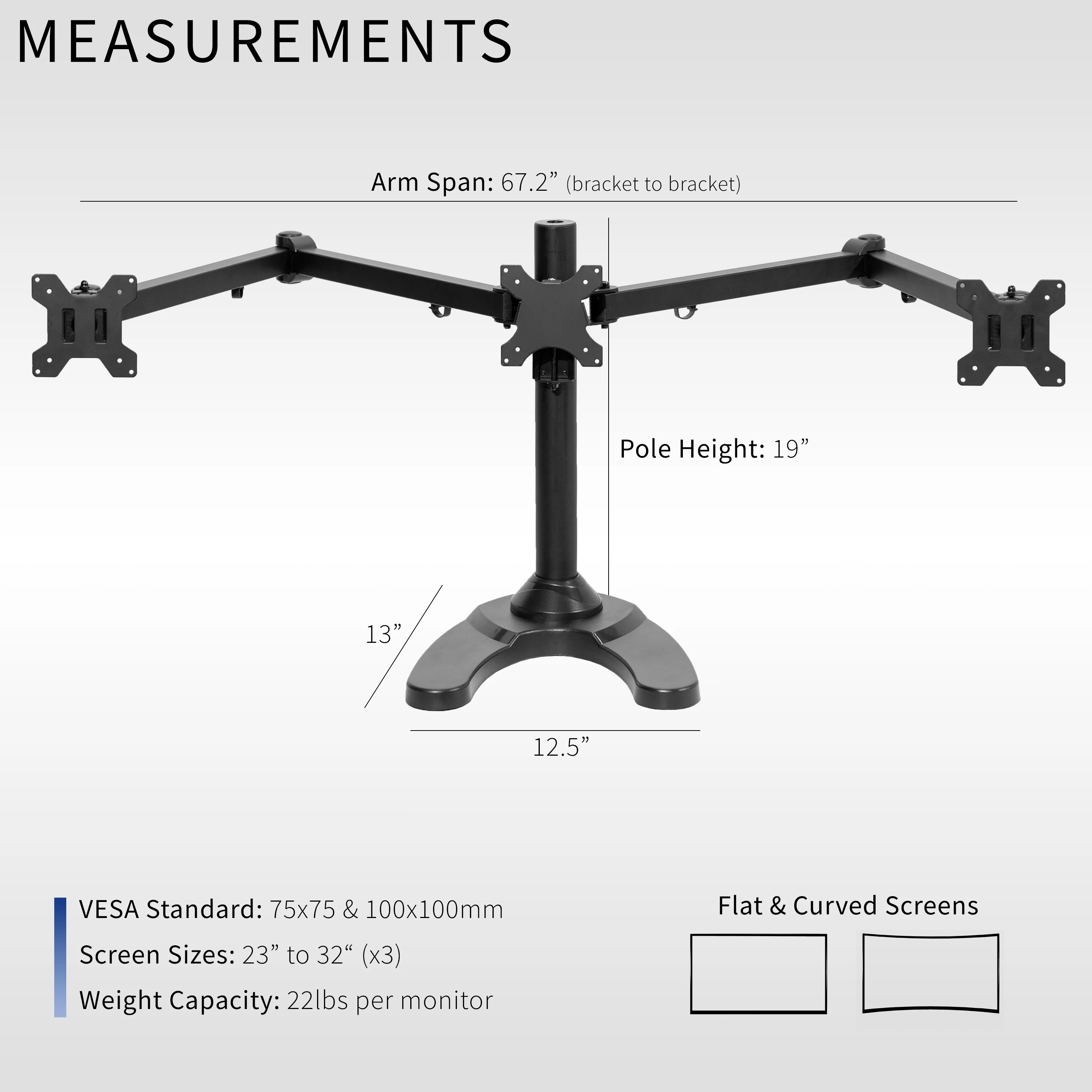 Triple 23" to 32" Monitor Desk Stand - Image 3