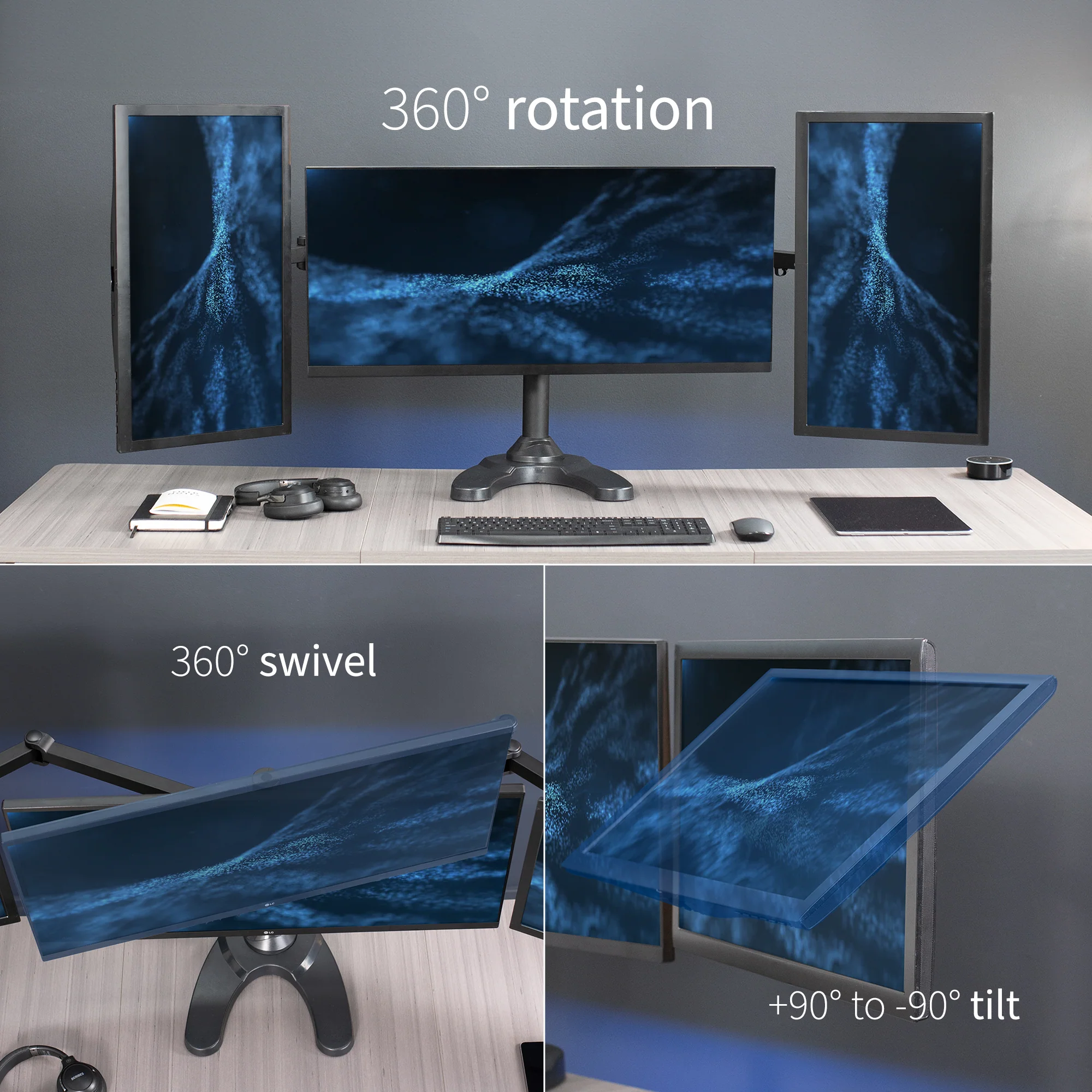 Triple 23" to 32" Monitor Desk Stand - Image 7