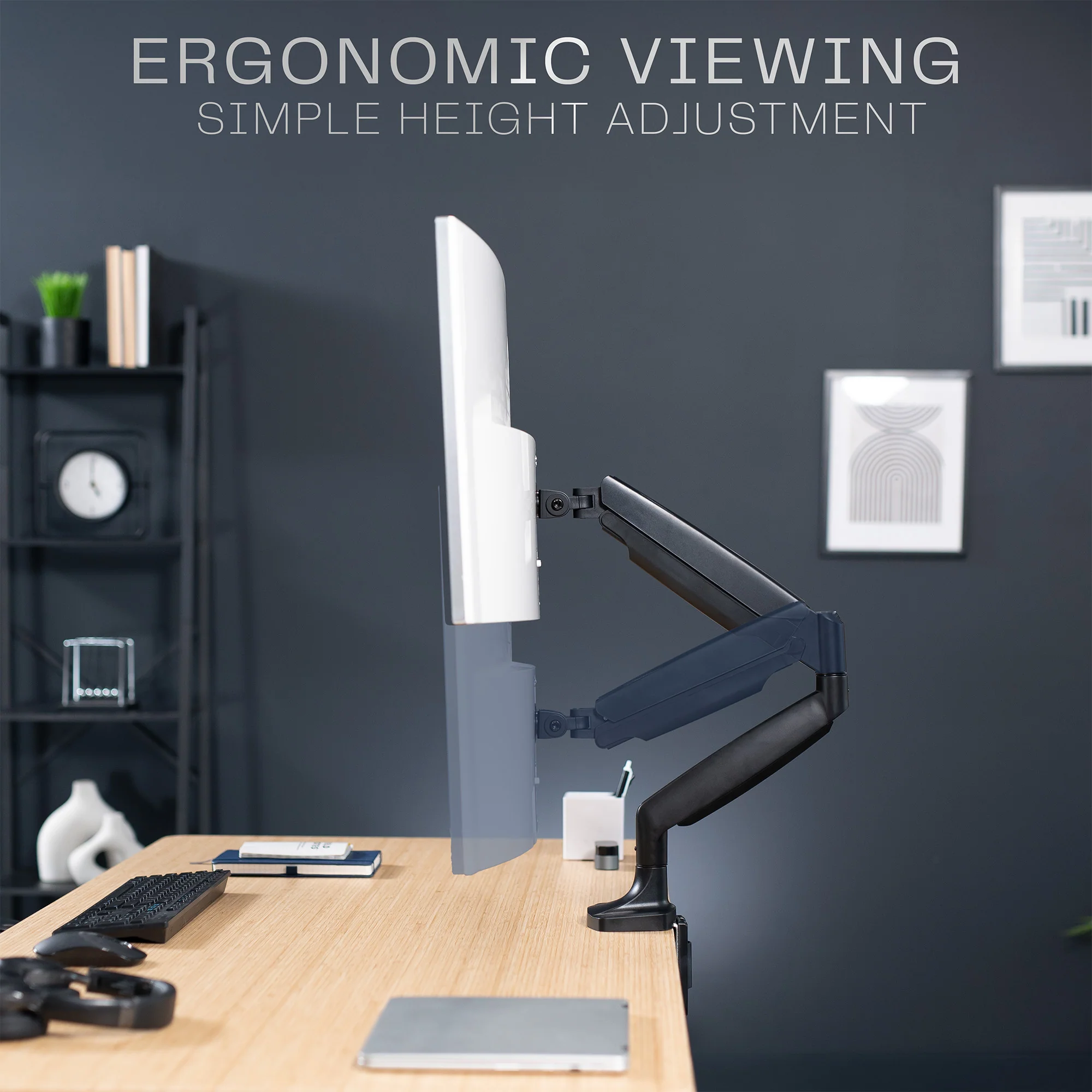 Pneumatic Arm Single Ultrawide Monitor Desk Mount - Up to 40" Screens - Image 6