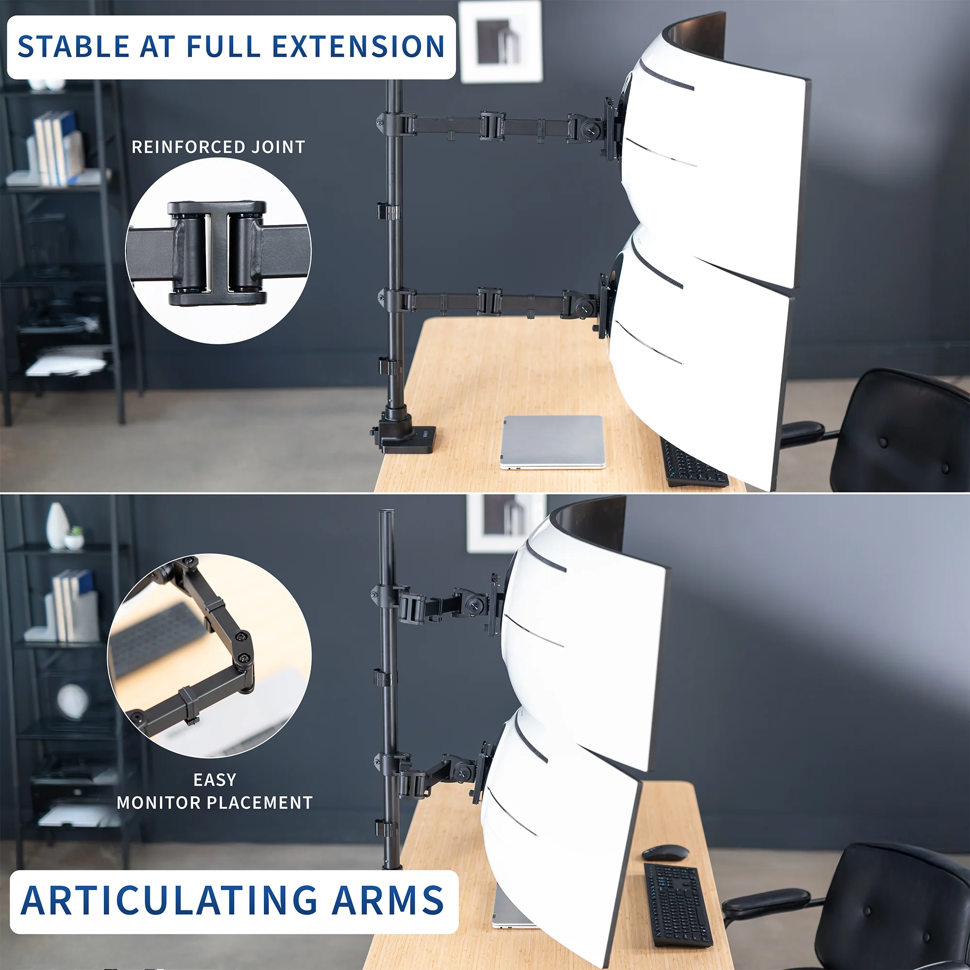 Dual Ultrawide Monitor Extra Tall Desk Mount - Up to 49" Screens - Image 4