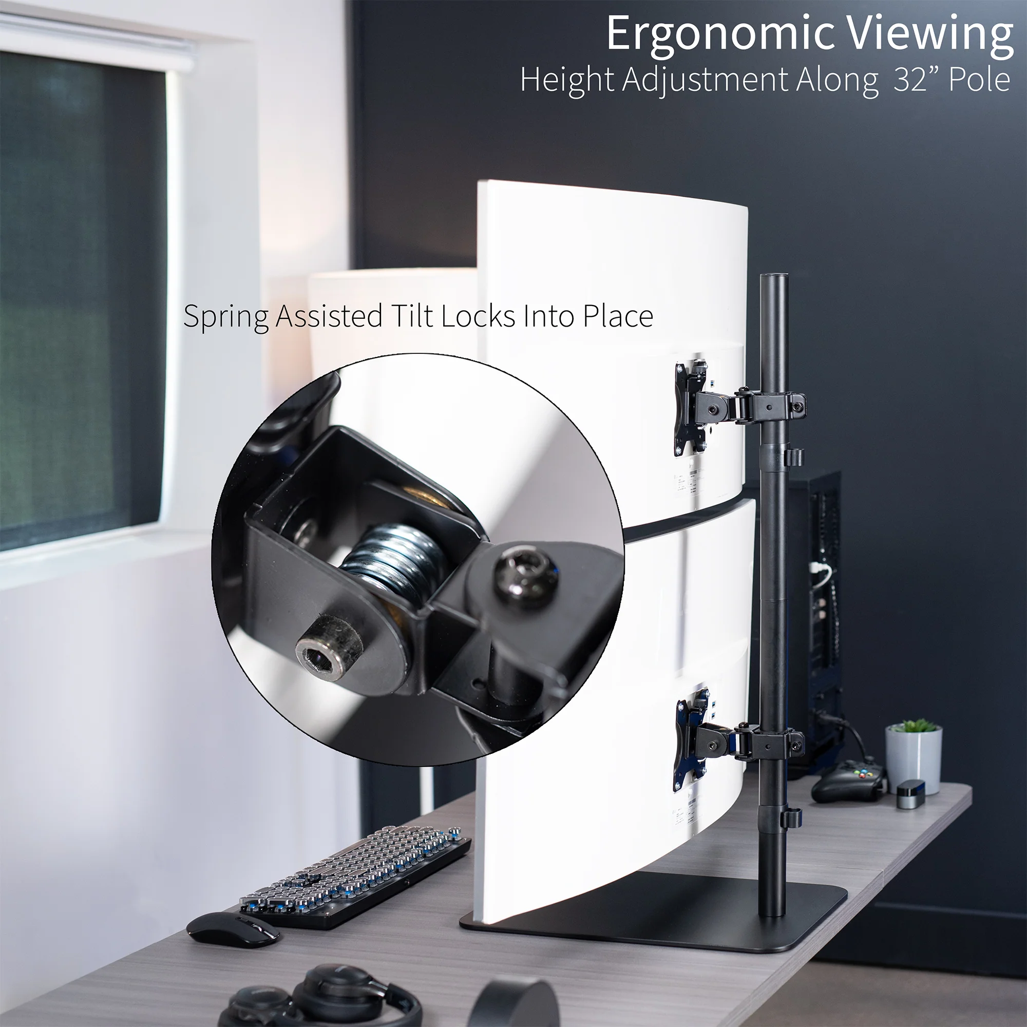 Dual Ultrawide Vertical Monitor Desk Stand - Up to 45" Screens - Image 5