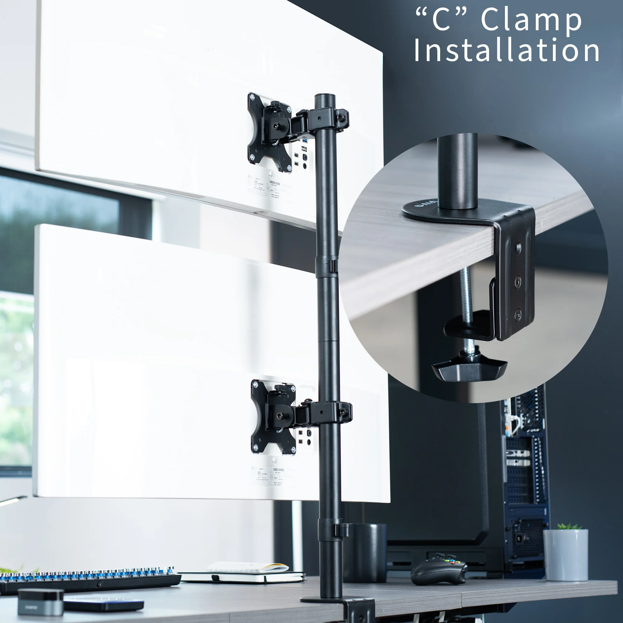 Dual Ultrawide Vertical Monitor Desk Mount - Up to 45" Screens - Image 7