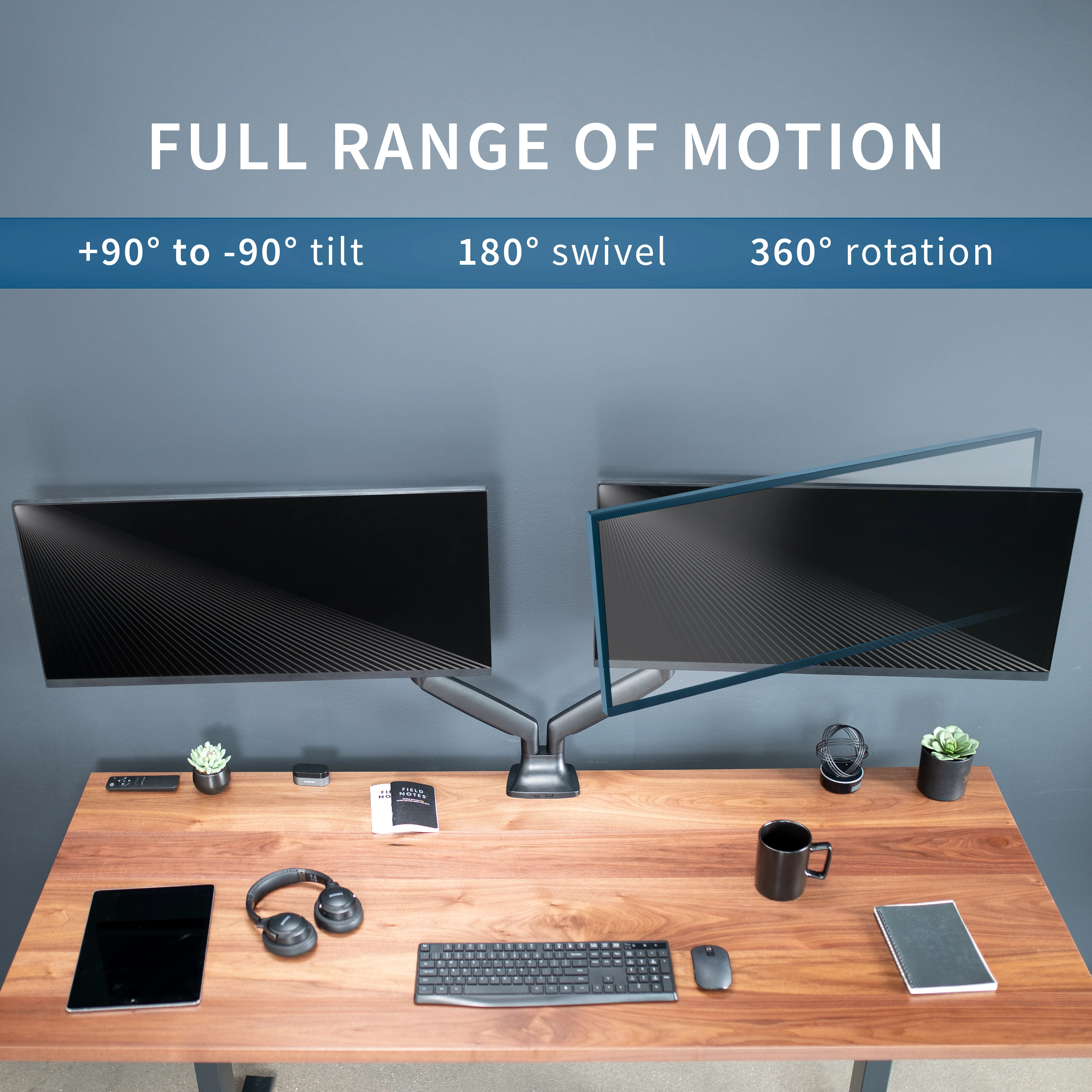 Pneumatic Arm Dual Ultrawide Monitor Desk Mount - Up to 40" Screens - Image 6