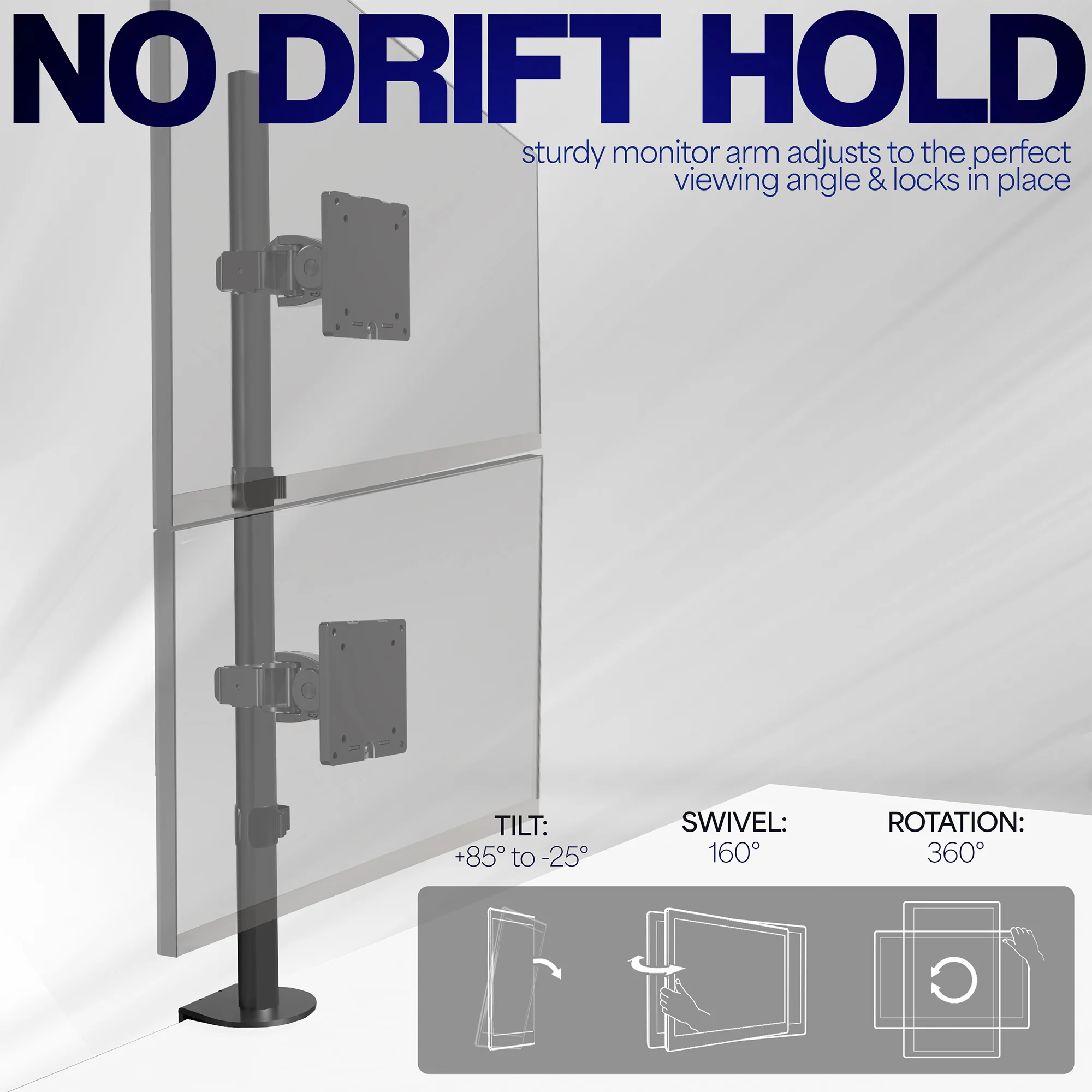 Dual Ultrawide Vertical Monitor Desk Mount - Up to 49" Screens - Image 6
