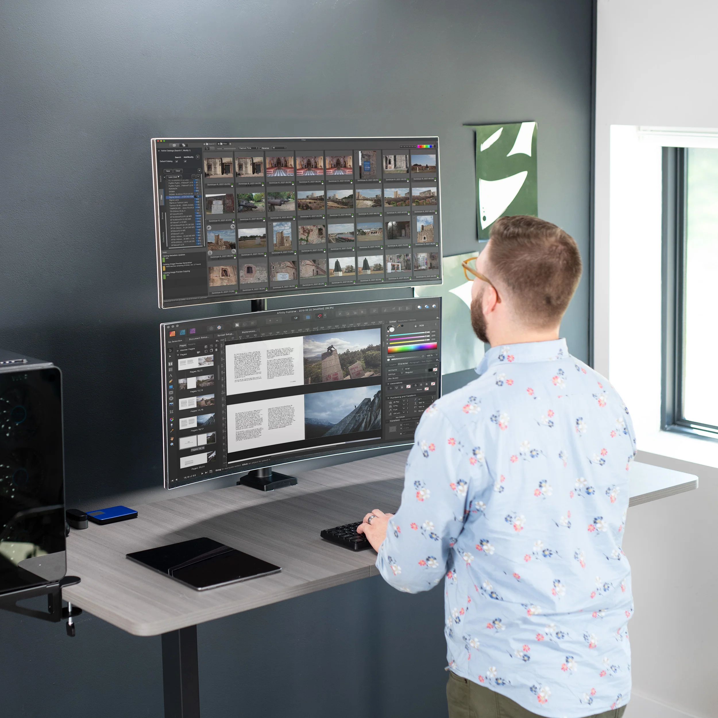 Dual Ultrawide Vertical Monitor Desk Mount with Arms - Up to 43" Screens - Image 6