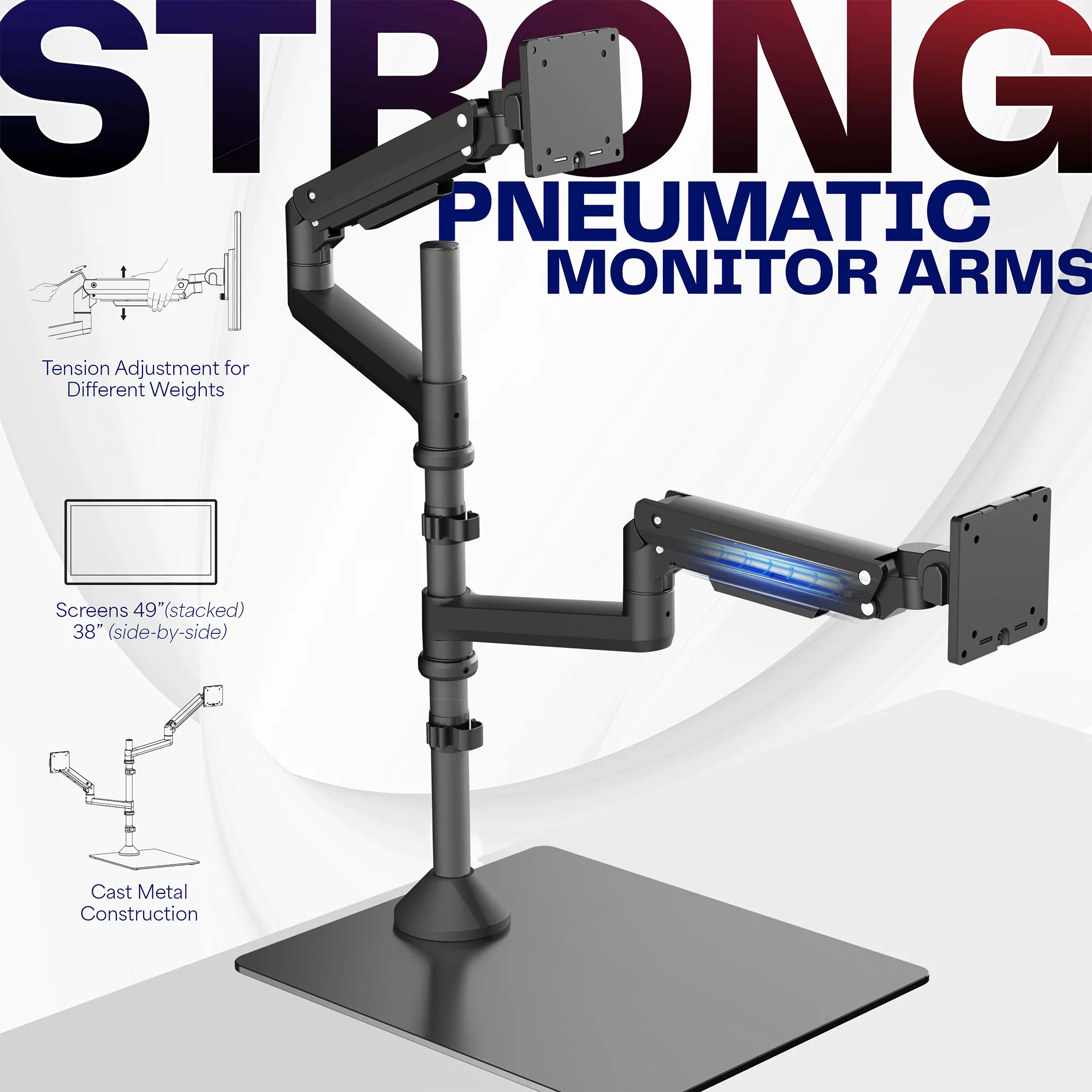 Dual Ultrawide Monitor Desk Stand - Up to 49" Screens - Image 4