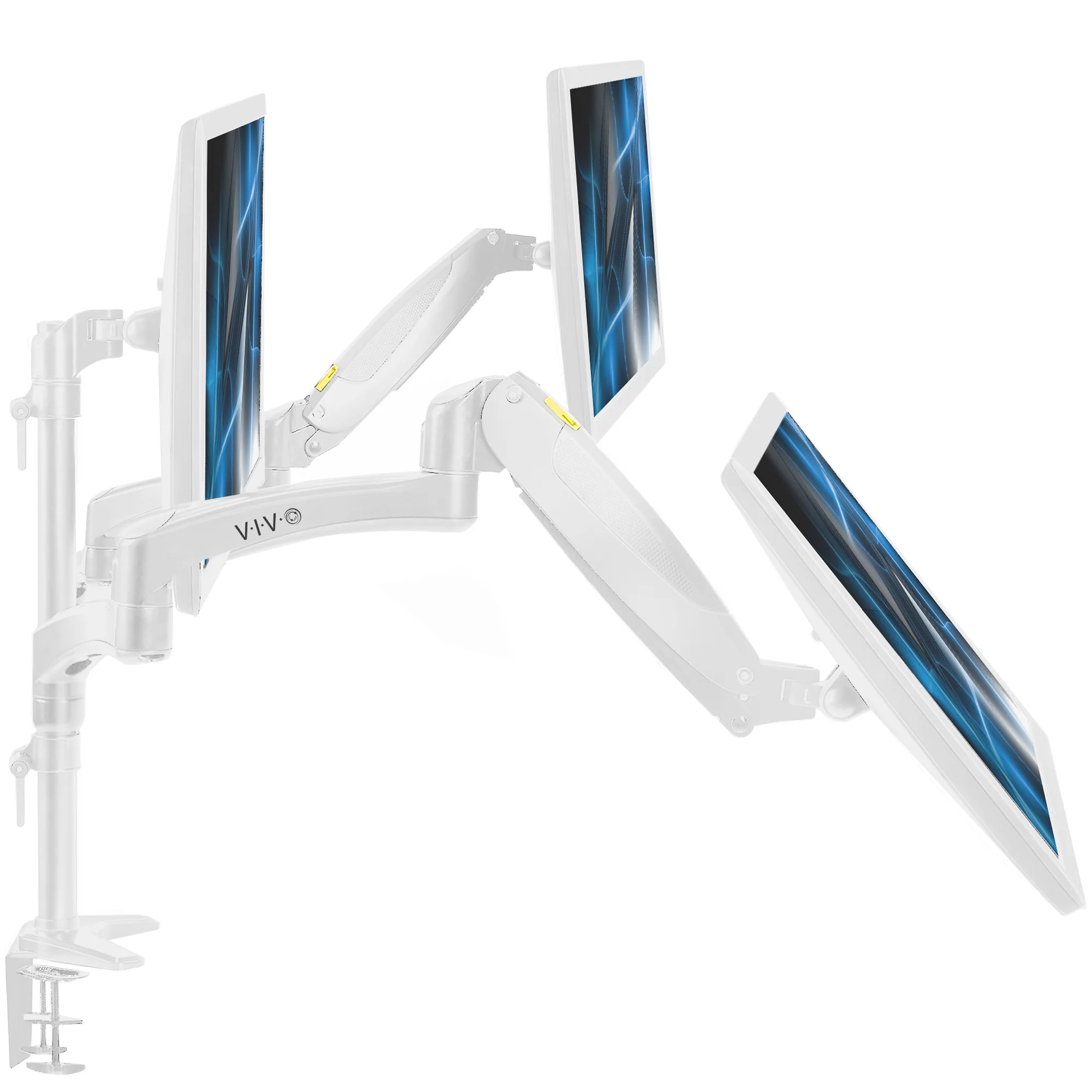 Triple Monitor Desk Mount (2 Pneumatic Arms + 1 Fixed) - Image 11