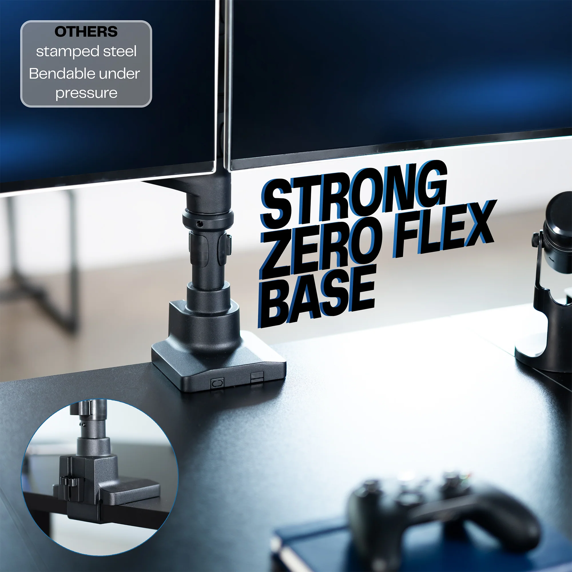 Pneumatic Arm Quad Ultrawide Monitor Extra Tall Desk Mount - Up to 49" Screens - Image 4