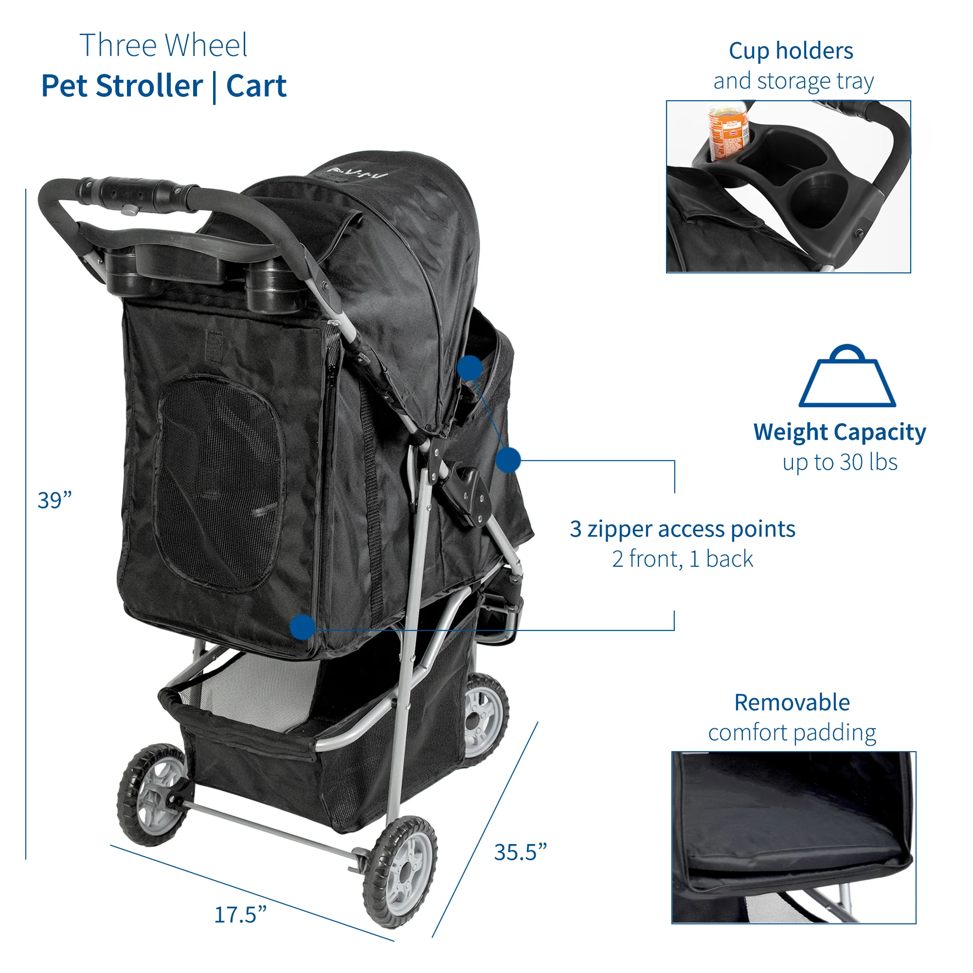 Three Wheel Pet Stroller - Image 3