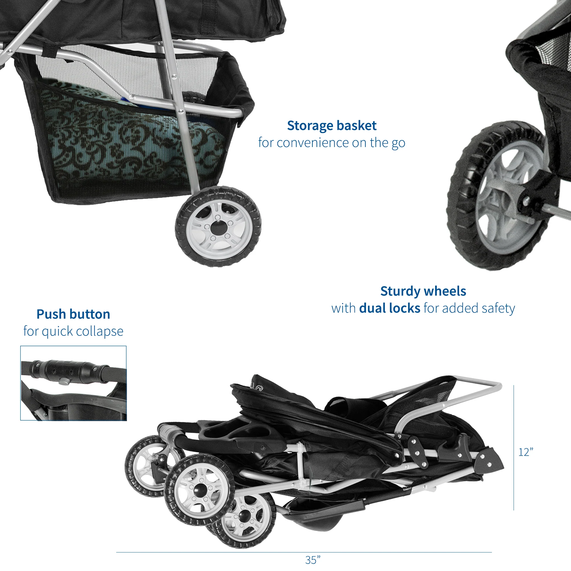 Three Wheel Pet Stroller - Image 4