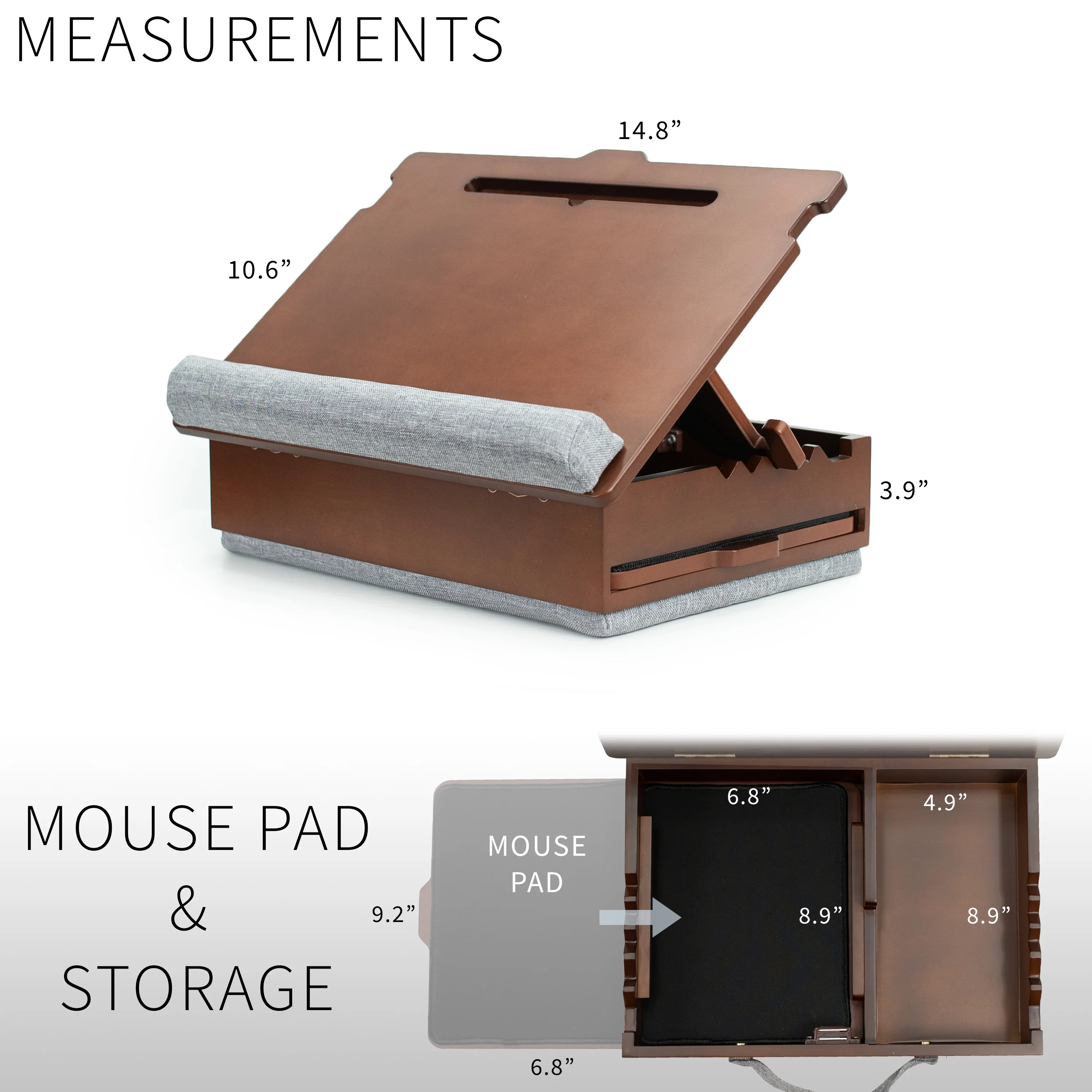 Sidekiix by VIVO Wooden Lap Desk with Storage and Mouse Pad - Image 6
